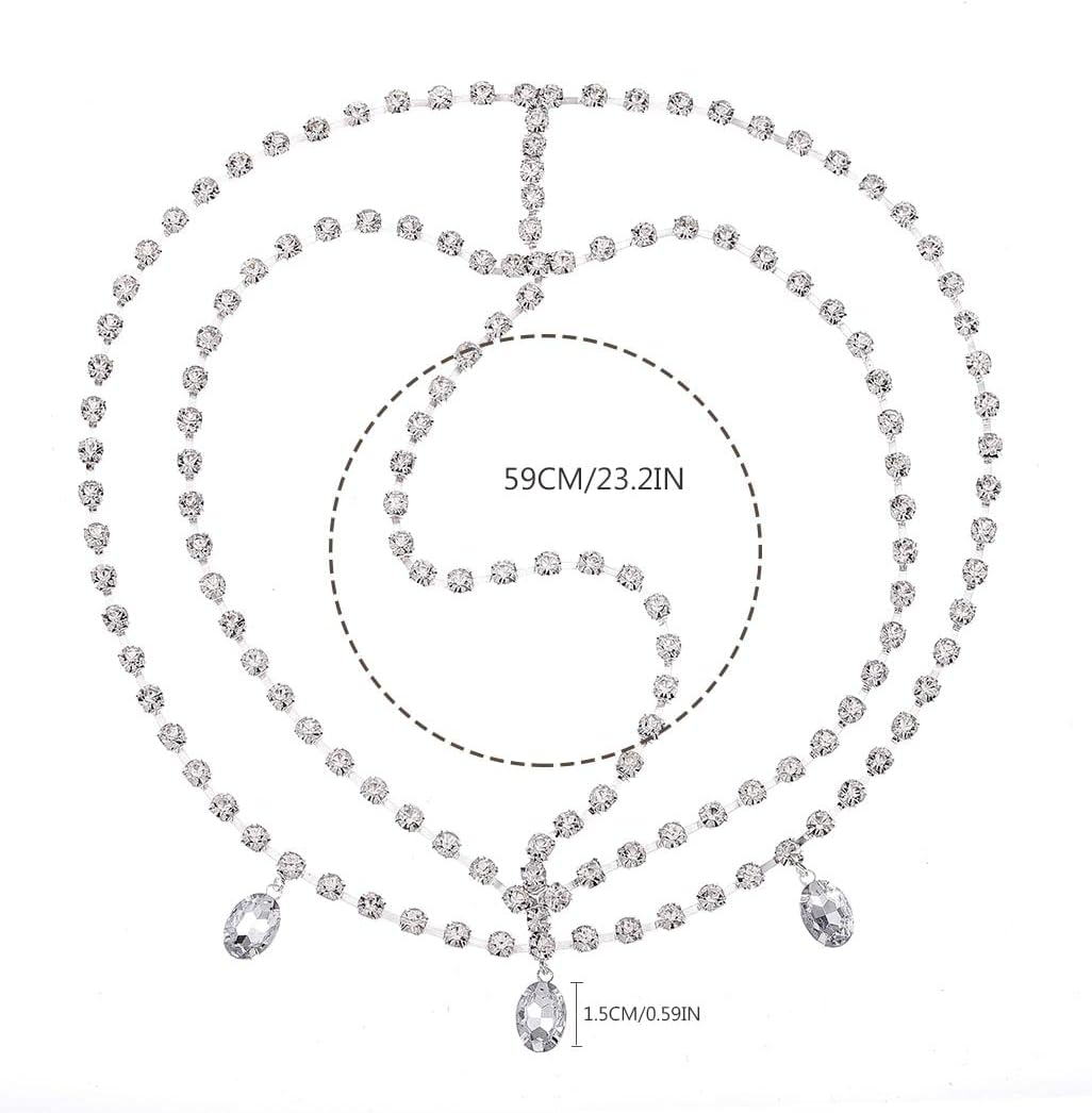 Yalice Layered Head Chain Rhinestone Head Jewelry Sparkly Bridal Headpieces Sparkle Crystal Headbands Wedding Prom Hair Jewelry for Women and Girls (Silver) - Gold image number 4