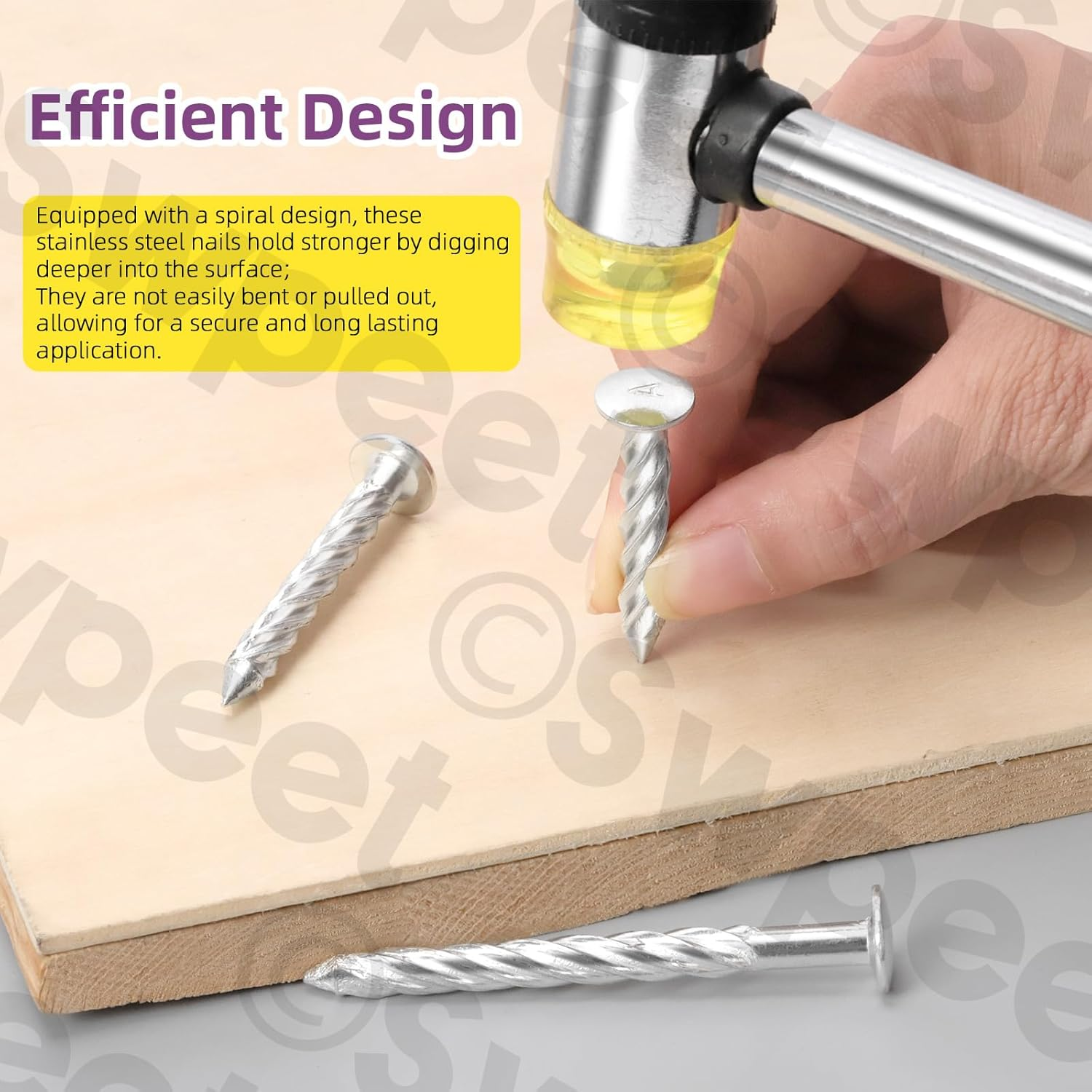 Swpeet 50Pcs 6.5 X 76Mm Galvanized Thread Twist Nail Kit, Concrete Wall Nail 304 Stainless Steel Nail Cement Nail Galvanized Solid Nail Steel Nail for Woodworking image number 6