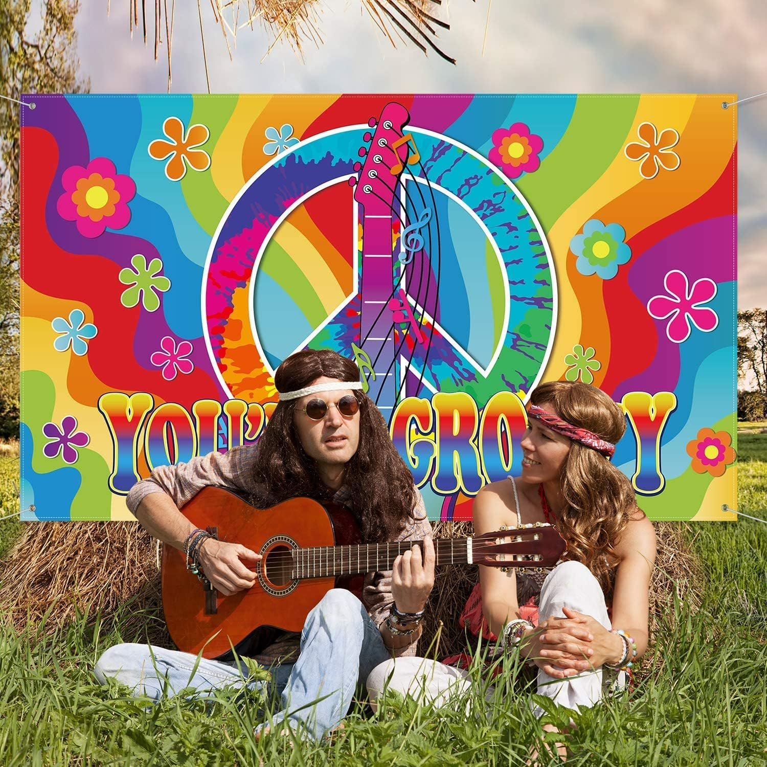 Groovy Sign 60'S Party Scene Setters Wall Decoration 60'S Theme Party Decorations, 60S Photo Backdrop Banner for Hippie Theme Groovy Party image number 2