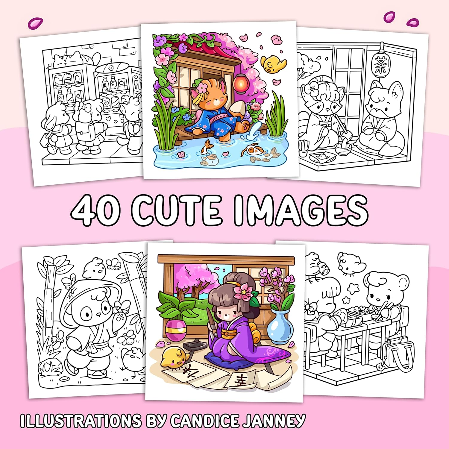 Cozy Japan: Cute Coloring Book for Adults and Teens with Charming Characters and Delightful Japanese Scenes for Relaxation image number 1