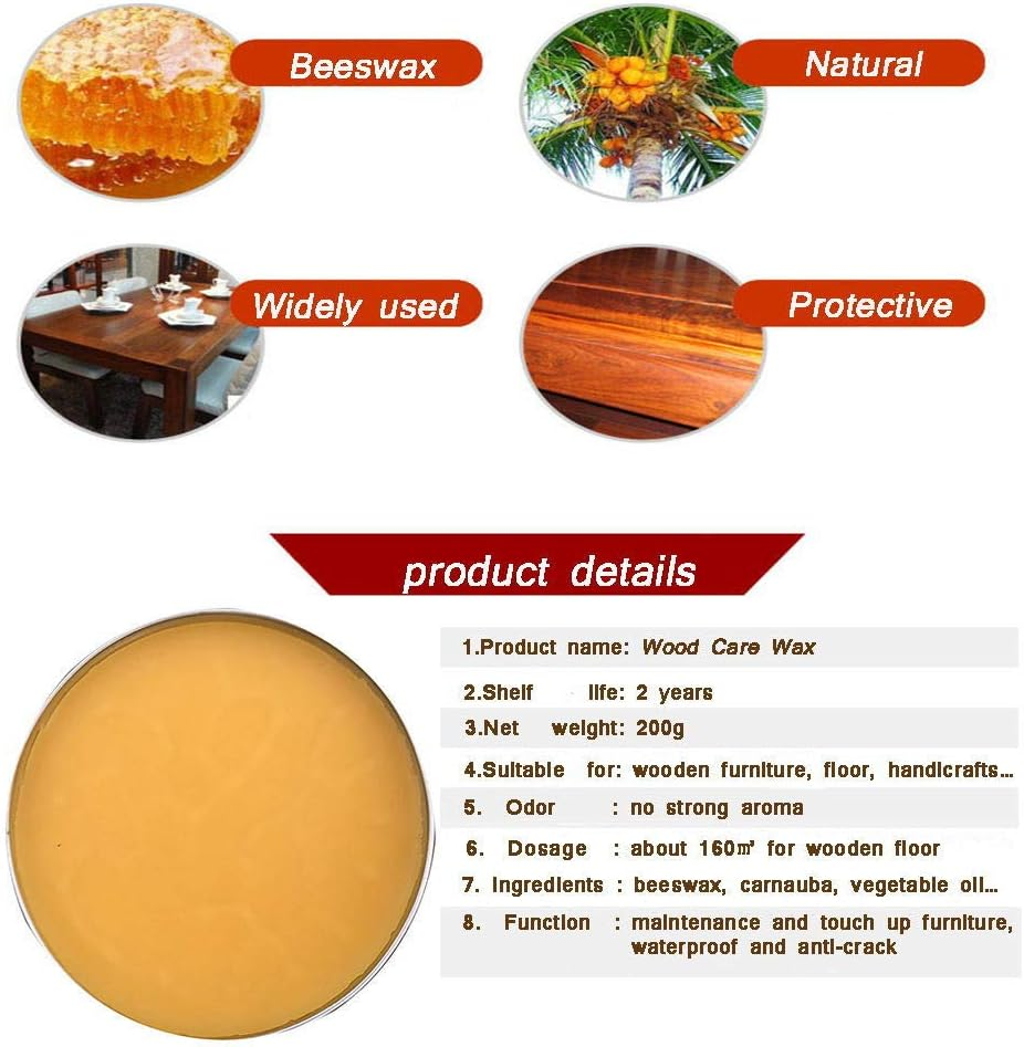 Tooget Wood Seasoning Beeswax Furniture Polish & Restoration Care Beeswax, Suit for Woods & Furniture, Bamboo, Wooden Surfaces, Wood Polish Protection - 7OZ - Stone Polish image number 5