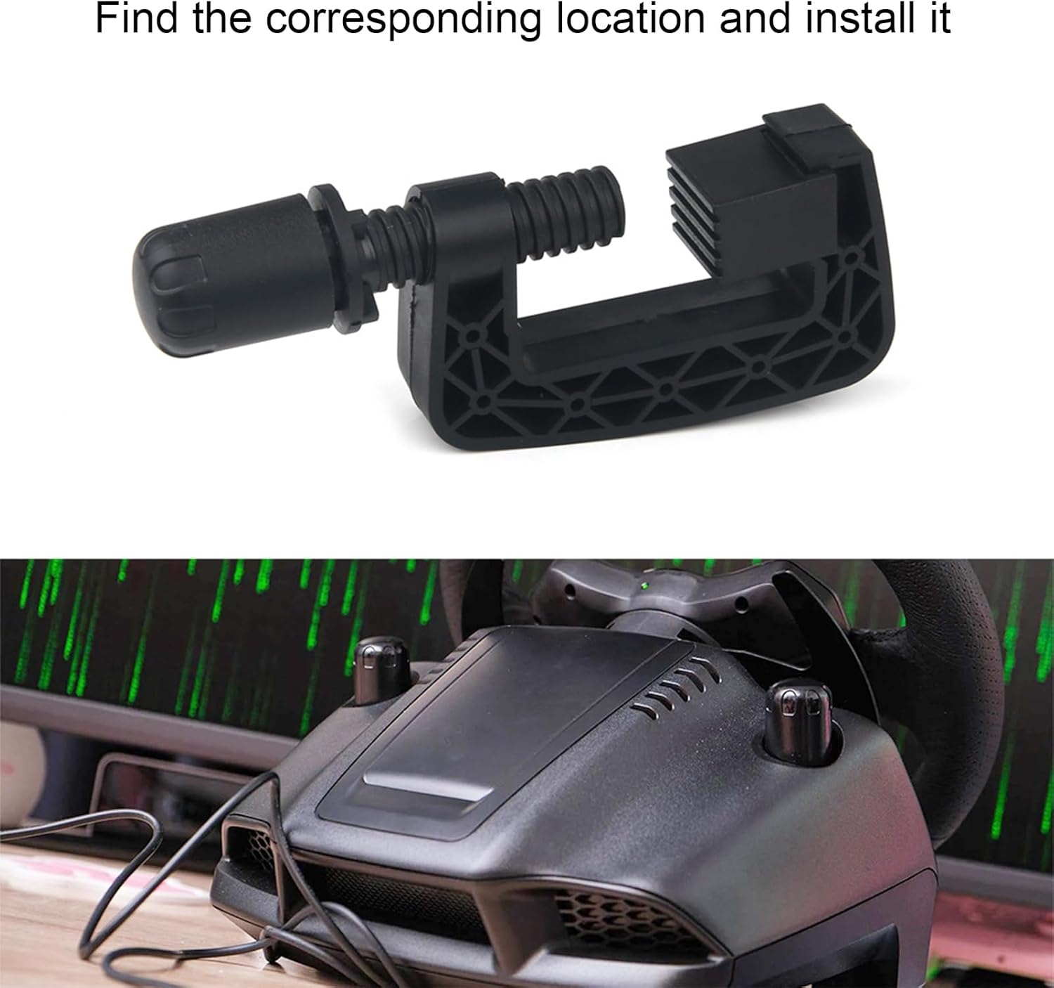 Hzqzaoan Racing Steering Wheel Fixing Clamp Screw - Compatible with Logitech G25/G27/G29/G920/G923, Heavy Duty Steering Wheel Clamp for Racing Simulators (Black)