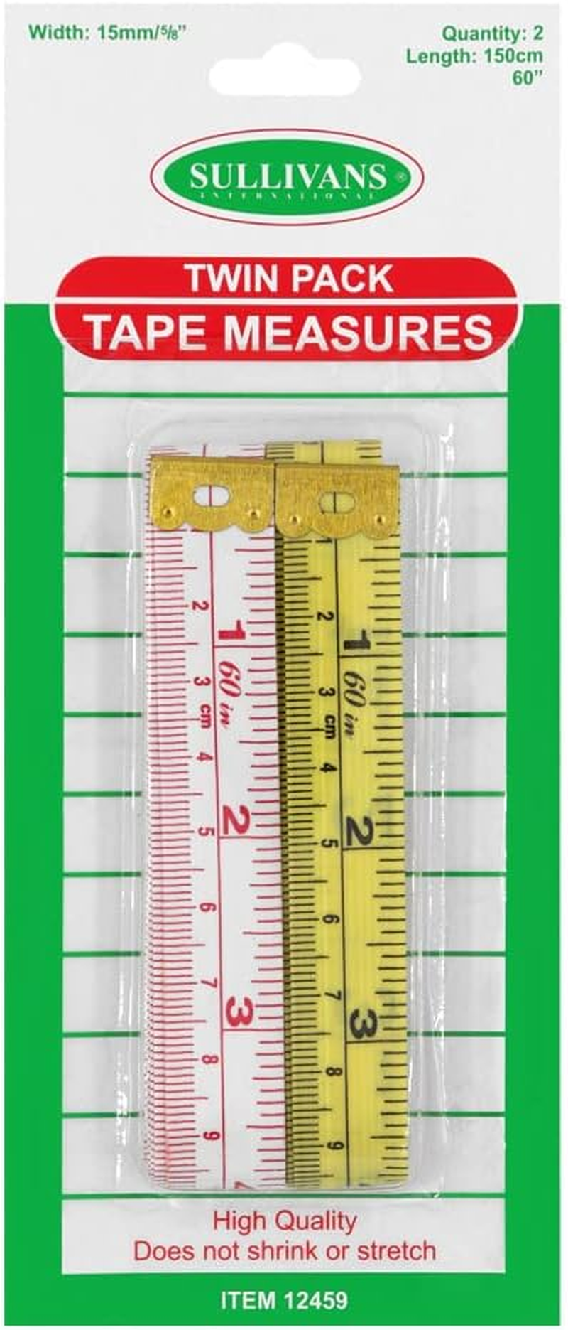 Sullivans Metric and Imperial Tape Measure 2 Pack, 150 Cm Length X 15 Mm Width image number 3