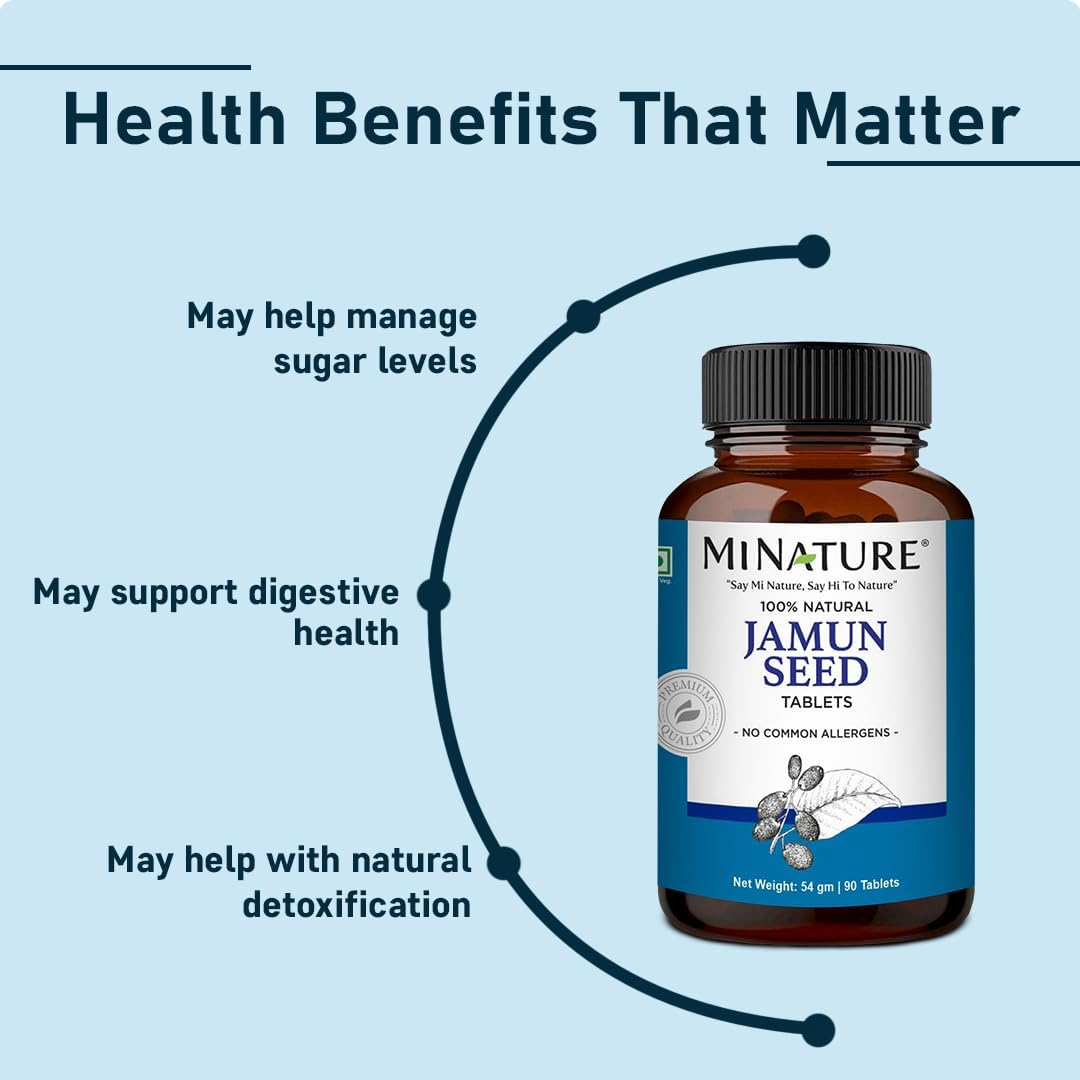 Jamun Seed Tablets by Mi Nature | 90 Tablets, 1000 Mg | 45 Days Supply | Jamun Tablets | Vegan image number 2