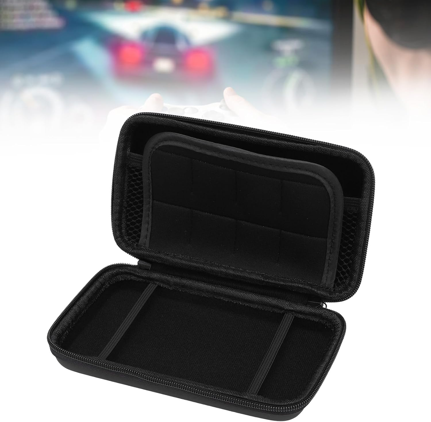 Carrying Case for Nintendonew New 2DS XL, 2DS LL, New 3DS, 3DS Console, Hard Protective Shell Travel Case Pouch with 8 Game Cartridges Slot, Water Proof PU & Hard EVA, Console