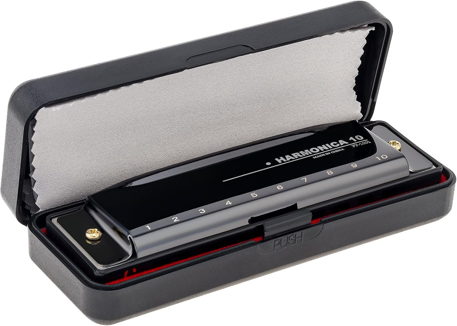 Origlam Blues Harmonica Harp Mouth Organ, 10 Holes C Button Harmonica for Beginners Friends Adults image number 4