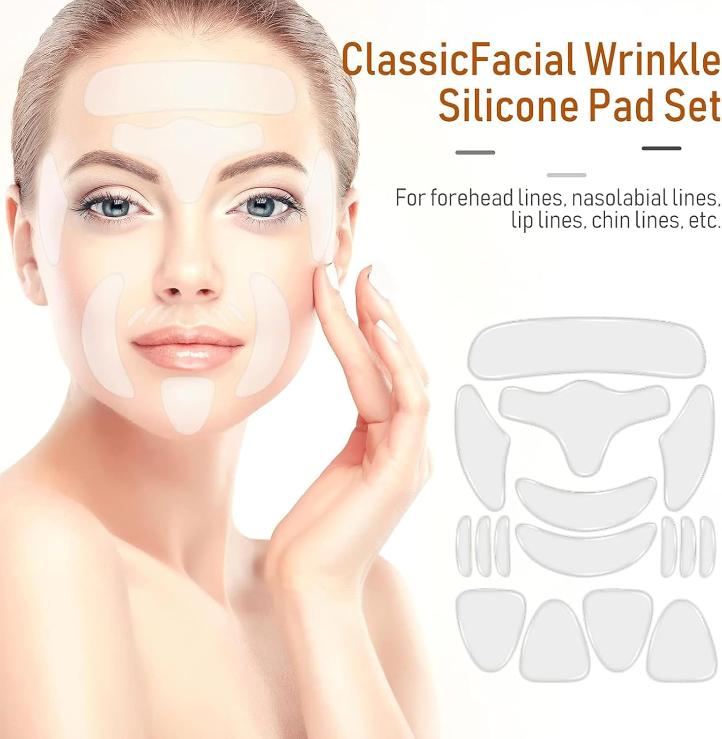 Itadaku 16 Pcs Face Anti-Wrinkle Patches, Reusable Silicone Forehead & Eye Wrinkle Pads, Transparent Chin and Mouth Patches for Skin Elasticity, Skin Lifting, and Reducing Wrinkles image number 6