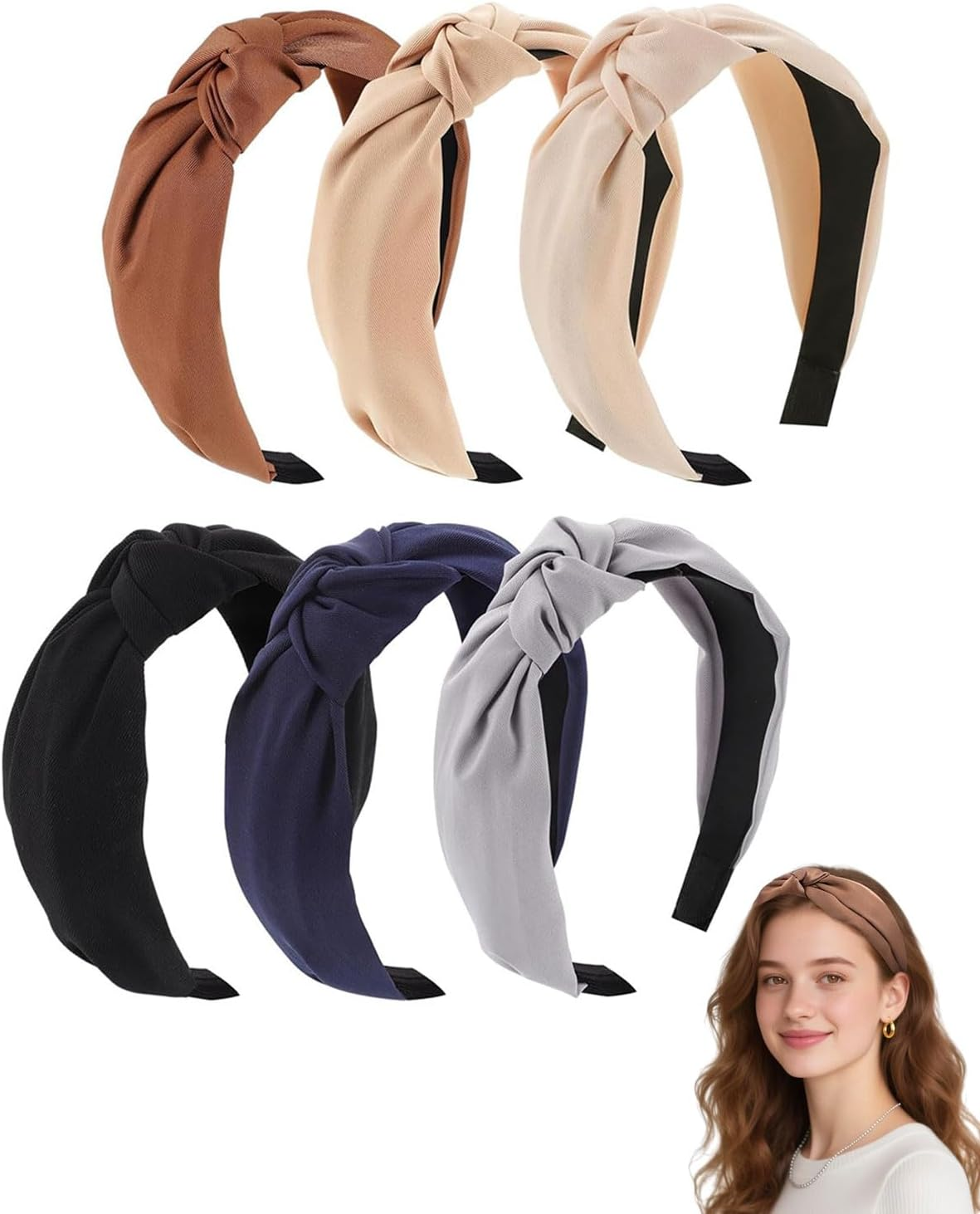 JUKOTA Pack of 6 Women'S Headbands, Knotted Headbands, Make-Up, Non-Slip Headband for Women and Girls image number 4