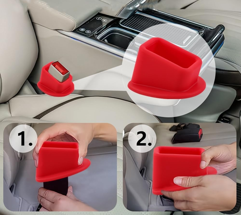 Taicols Seat Belt Buckle Holder, 2 Pcs Seat Belt Holder, Silicone Easy Access Vehicle Seatbelt Booster, Suitable for Most Car Models, Buckle Extender for Kids Car Accessories (Black) image number 2