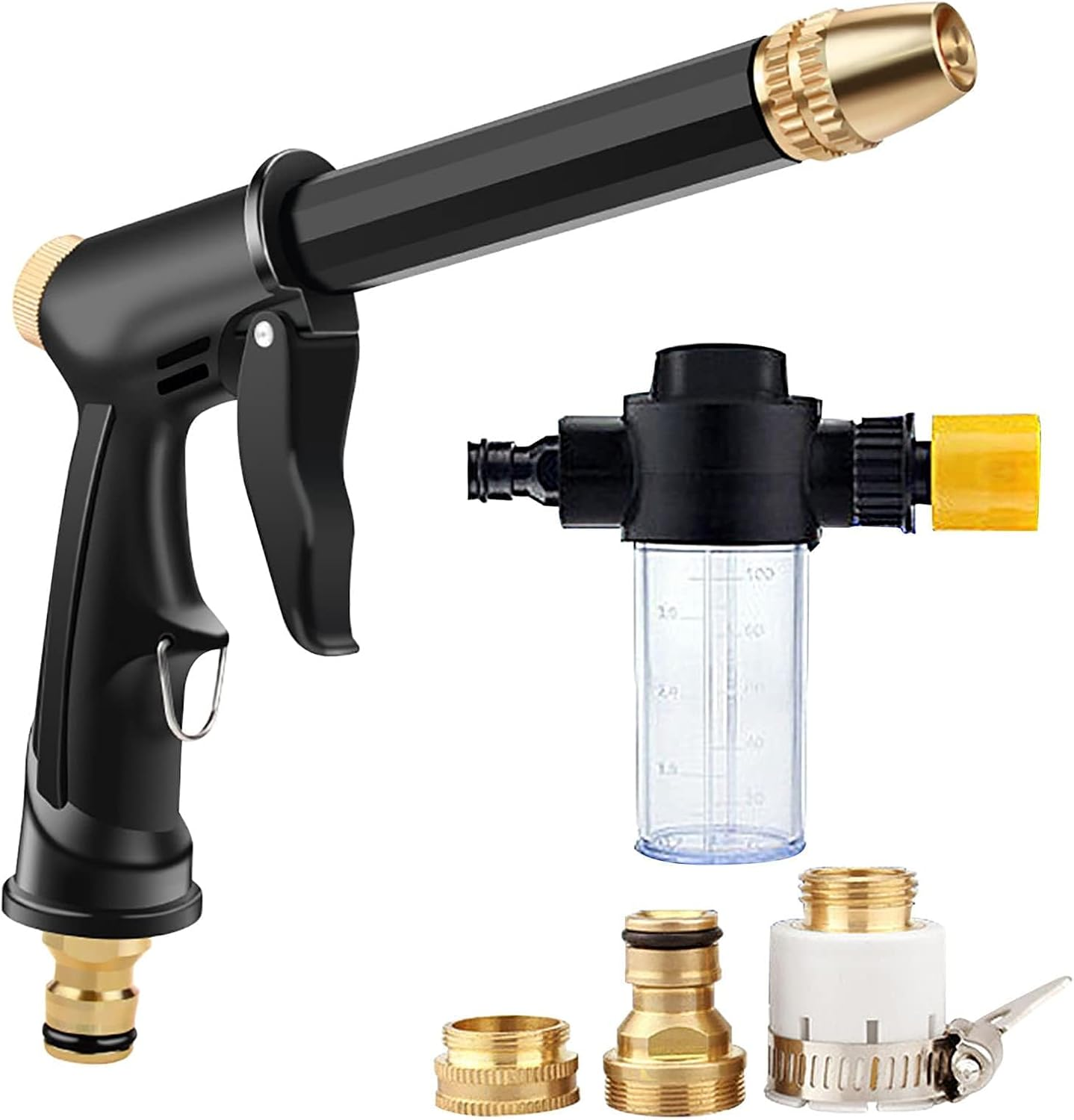 High Pressure Garden Hose Nozzle, Heavy Duty Garden Watering Nozzle Set, Water Hose Nozzle Sprayer with 3 Garden Hose Threads, Long Spray Nozzle for Watering Plants,Lawn, Garden, Car Washing image number 2
