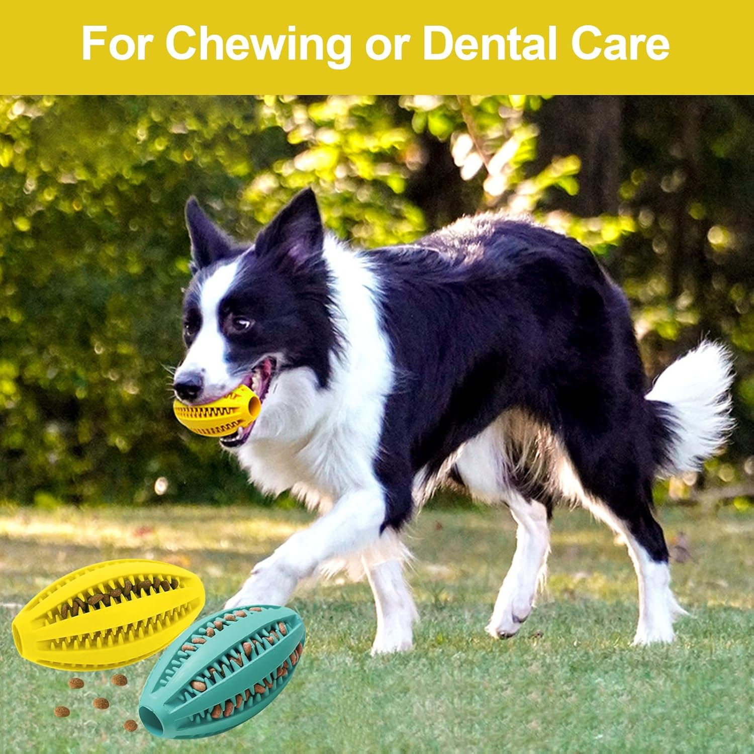 Proxima Direct Dog Toy Balls for Large Dogs, 2 Pack Dog Chew Toys for Slow Feeding Teeth Cleaning, Oval Interactive Pet Ball Toy for Training Fetch Game Relieve Boredom Durable Outdoor Indoor image number 3