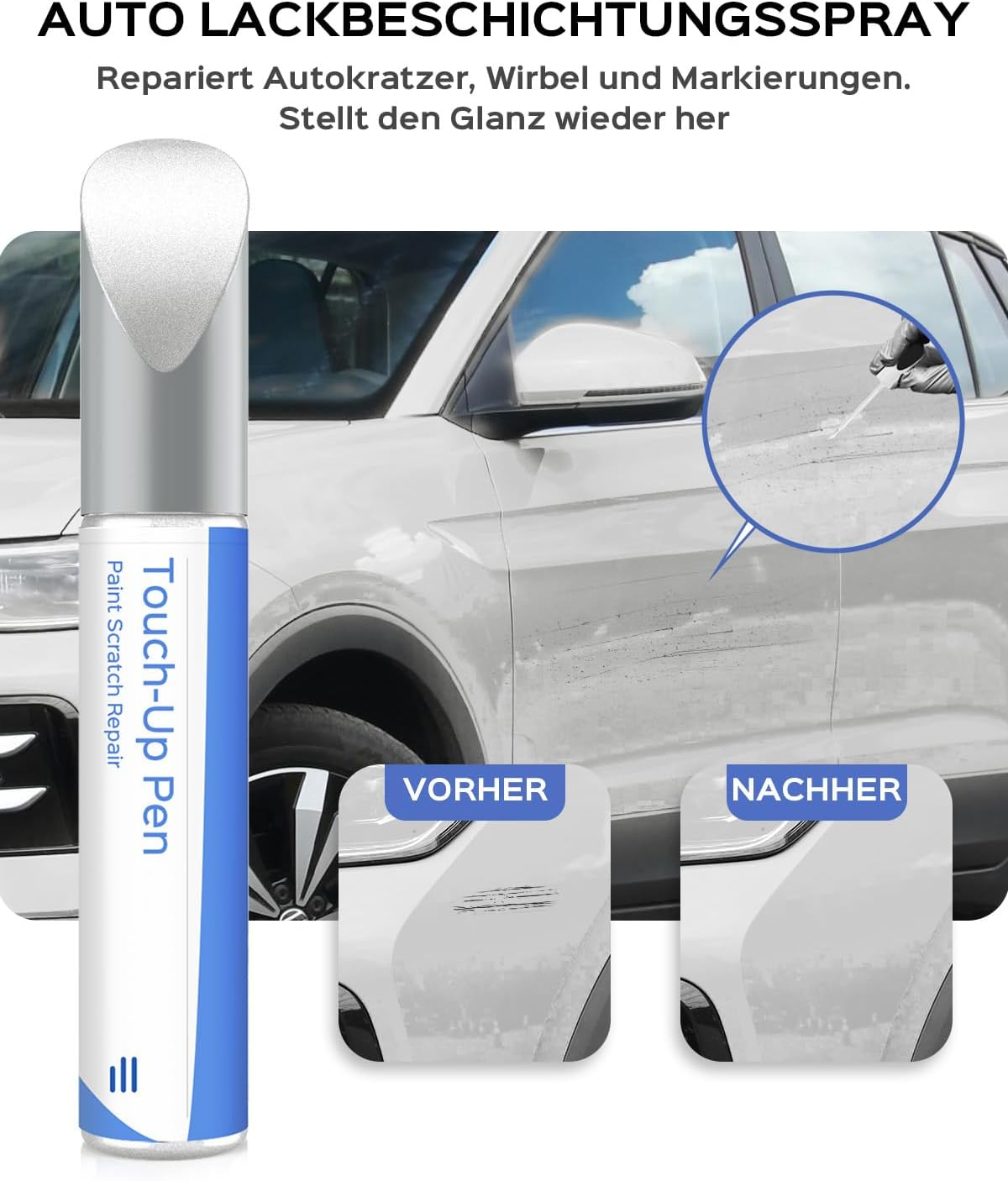 LC9A/0Q Pure White Paint Pen Compatible with Vw/Volkswagen Exact Match for Chips and Scratches image number 6