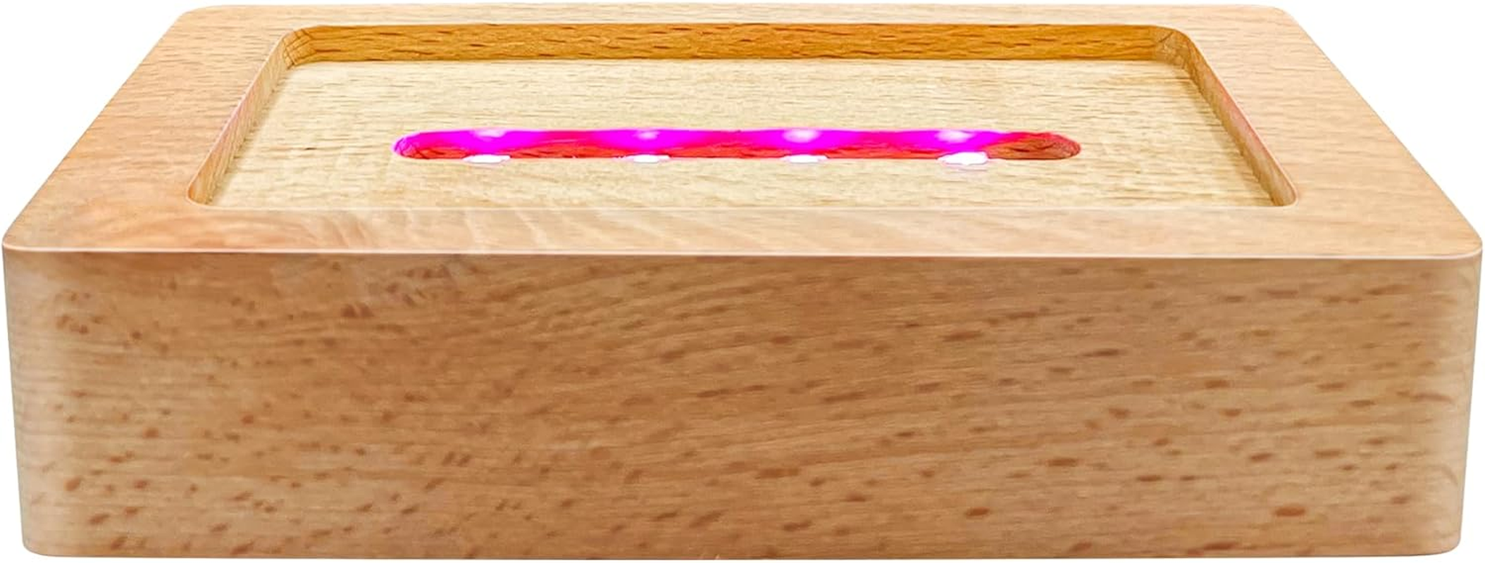 Crystify Rectangle LED Light Stand, Touch-Activated LED Base with Color-Changing Lights, USB Rechargeable Lithium Battery, Crafted from Natural Wood, LED Light Display Pedestal image number 1