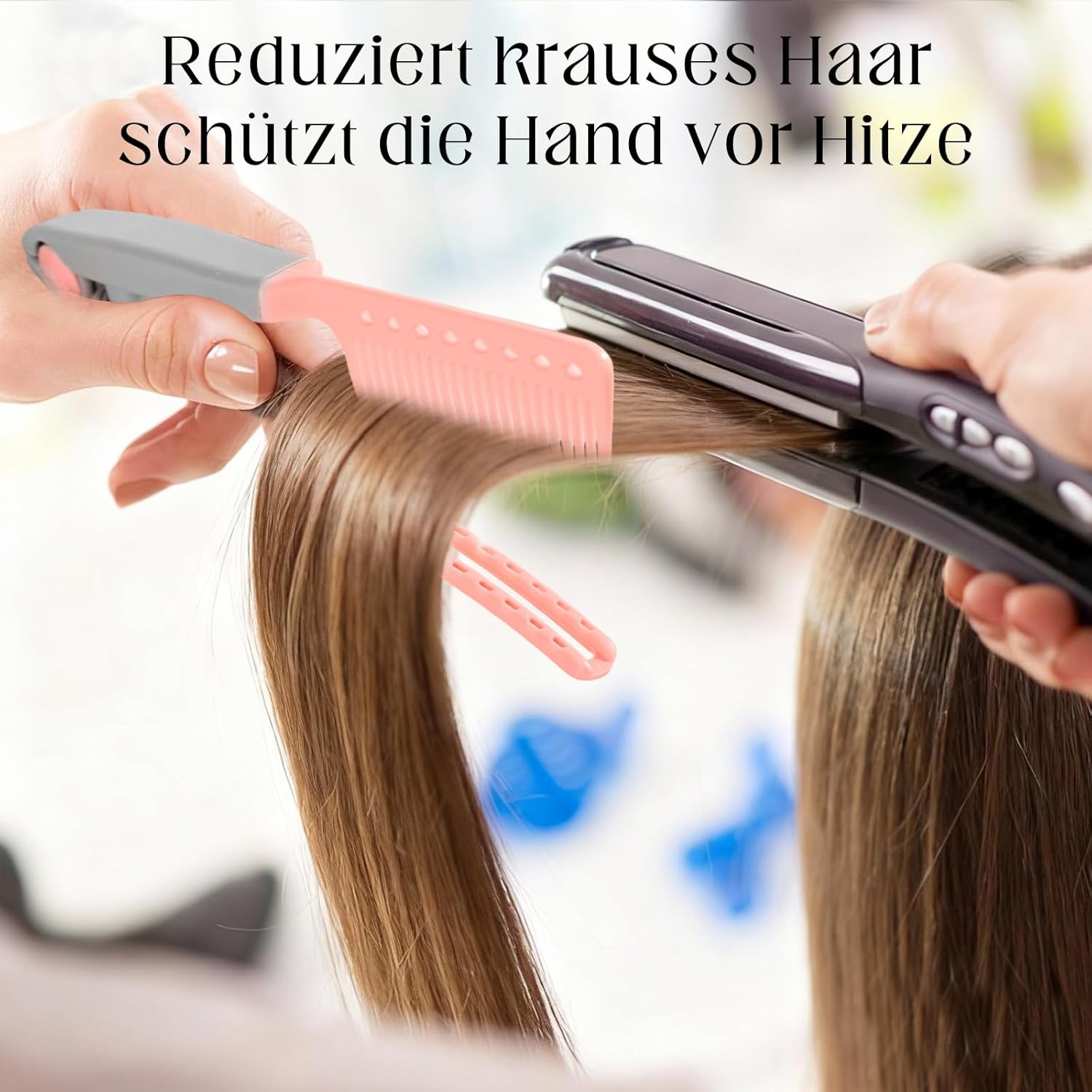 Straightening Comb for Hair, Hair Brush, Straightening Comb for Irons, V-Shaped Ironing Accessories, Styling Brush for Dating, Holiday, Commuting, Home, Travel image number 4