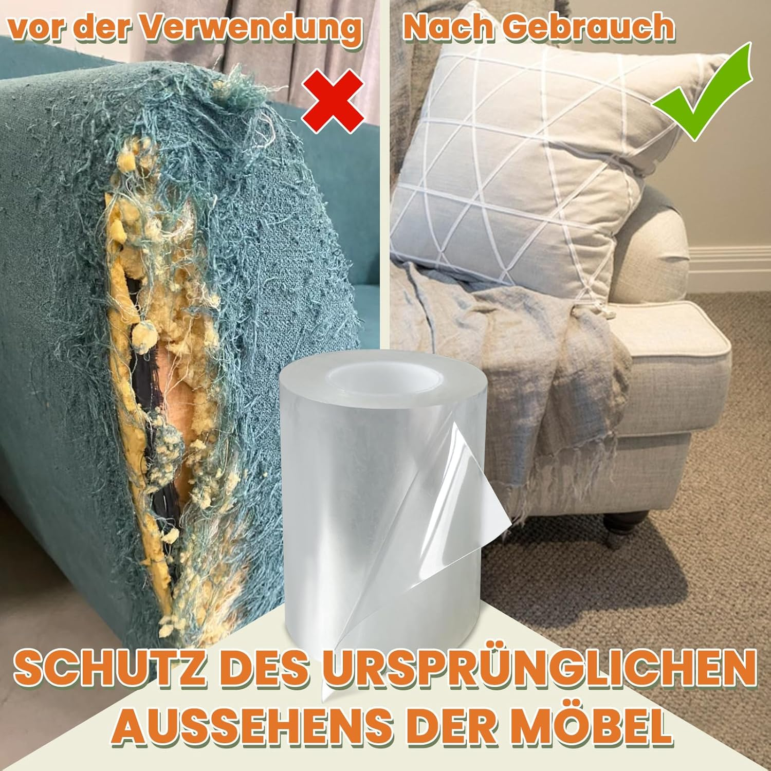 Scratch Protection Sofa Cat (10 Cm X 10 M) Cat Scratch Protection Sofa Transparent Furniture Protection Cat Training Exercise Band Surface Protection Furniture Couch Sofa Protection Furniture Couch image number 4