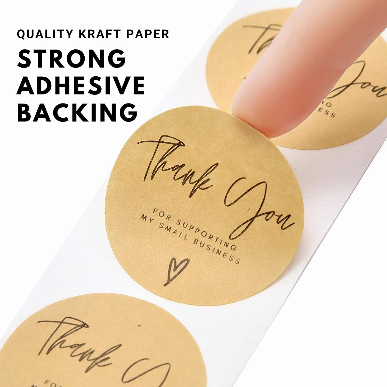 Thank You Business Stickers Roll | 1.5" Inch Roll 500 Kraft Stickers | Kraft Label Stickers Thank You for Supporting My Small Business | Small Business Owner Label Tags image number 6