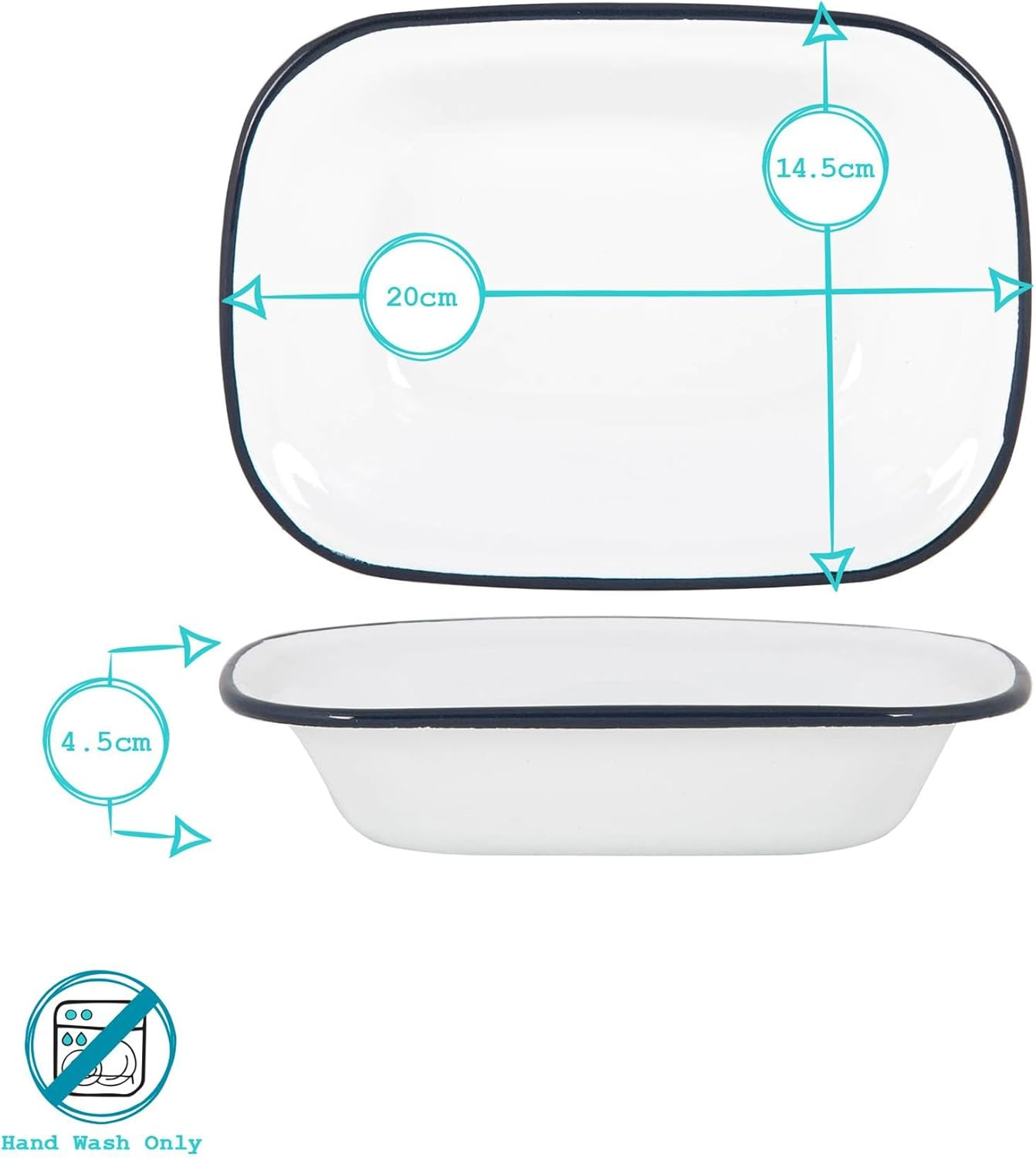 Argon Tableware 20Cm Enamel Pie Dish - Grey Rim - Dishwasher Safe Pie Dishes Enamel Cookware Oblong Pie Dish Oven Tray Bakeware Pastry Casserole Roasting Tin image number 2