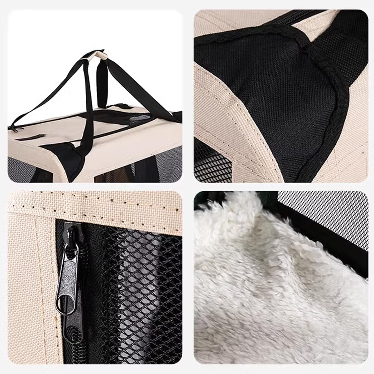 AIMALL 1Pc Folding Pet Carrier Bag 23.6In Portable Cat Dog Cage with Zipper Protection for Medium and Large Pets image number 5