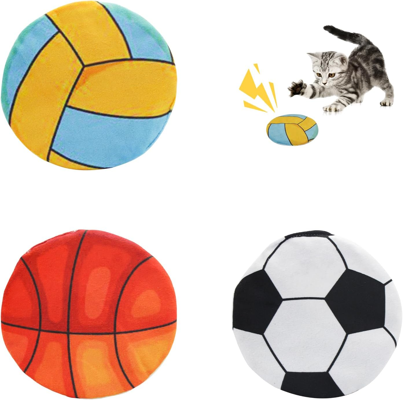 Andiker Catnip Toy, 3-Piece Cat Chew Toy with Catnip and Crinkle Sound, Interactive Cat Toy, Catnip Ball, Plush Cat Toy for Cat for Teeth Cleaning Chewing (3 Pieces) image number 2