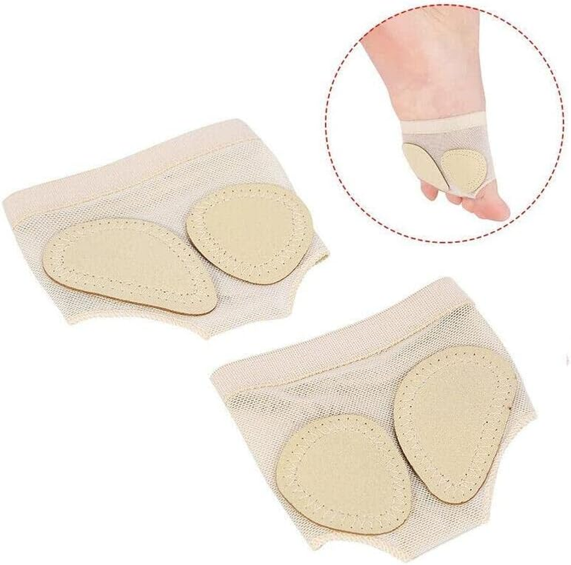 AIMALL Ballet Dance Foot Thongs, Toe Undies Forefoot Cover Half Lyrical Shoes Paws Pad, Flexible Knitted Fabric, Beige, S-XL Sizes for Dance & Casual Use image number 5