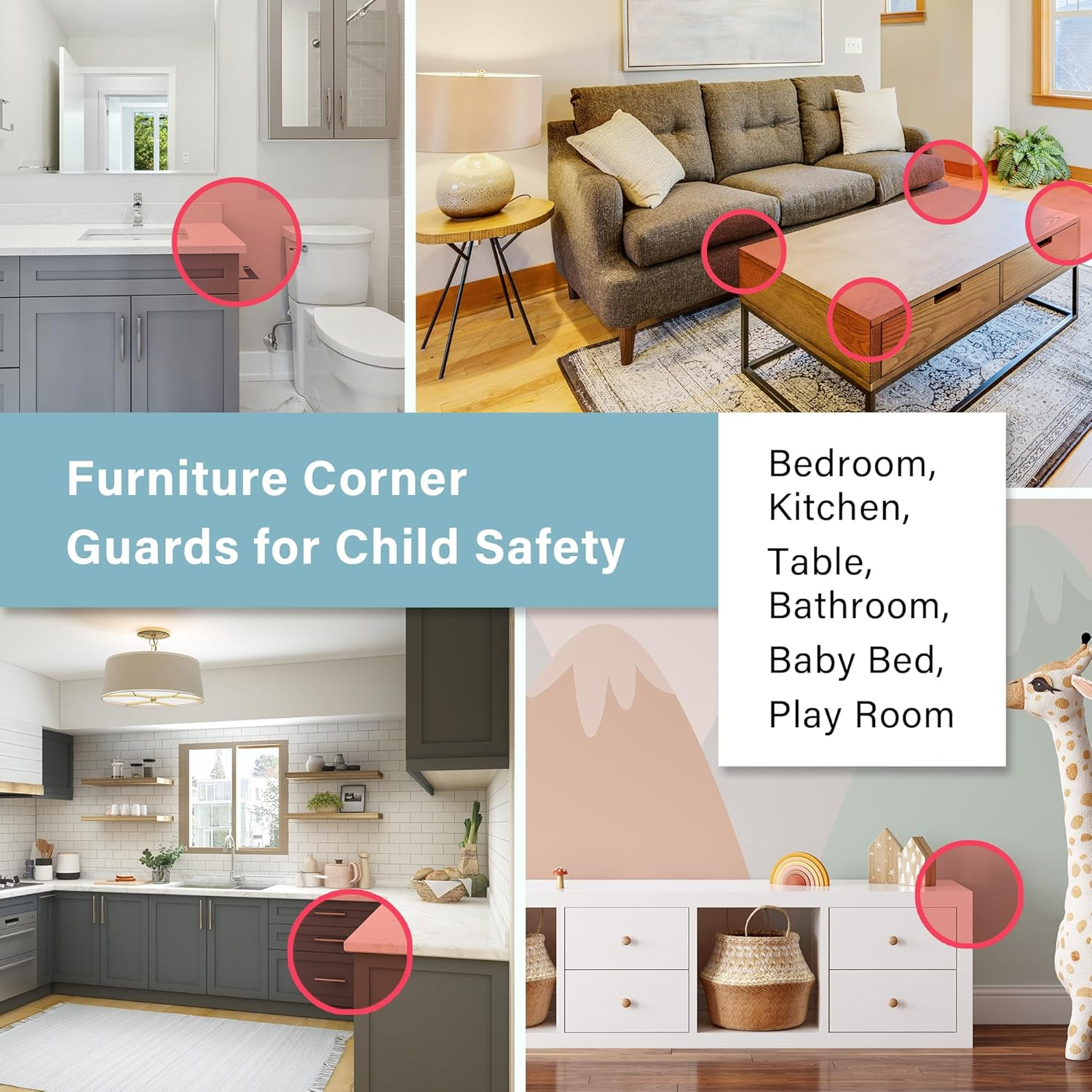 Corner Protectors Guards for Baby (12 Pack), Furniture Corner Guard & Edge Safety Bumpers, Baby Proof Bumper & Cushion to Cover Sharp Furniture & Table Edges, Transparent image number 5