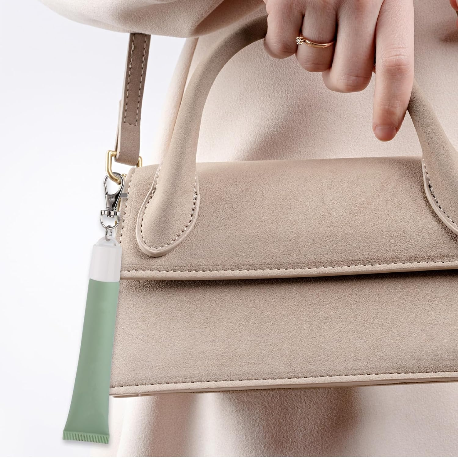 4Pcs Lip Balm Keychain Caps for Summer Fridays 0.5 Oz, Creative Lipgloss Holder Keychains Practical Portable Lip Gloss Replacement Caps (White) image number 6