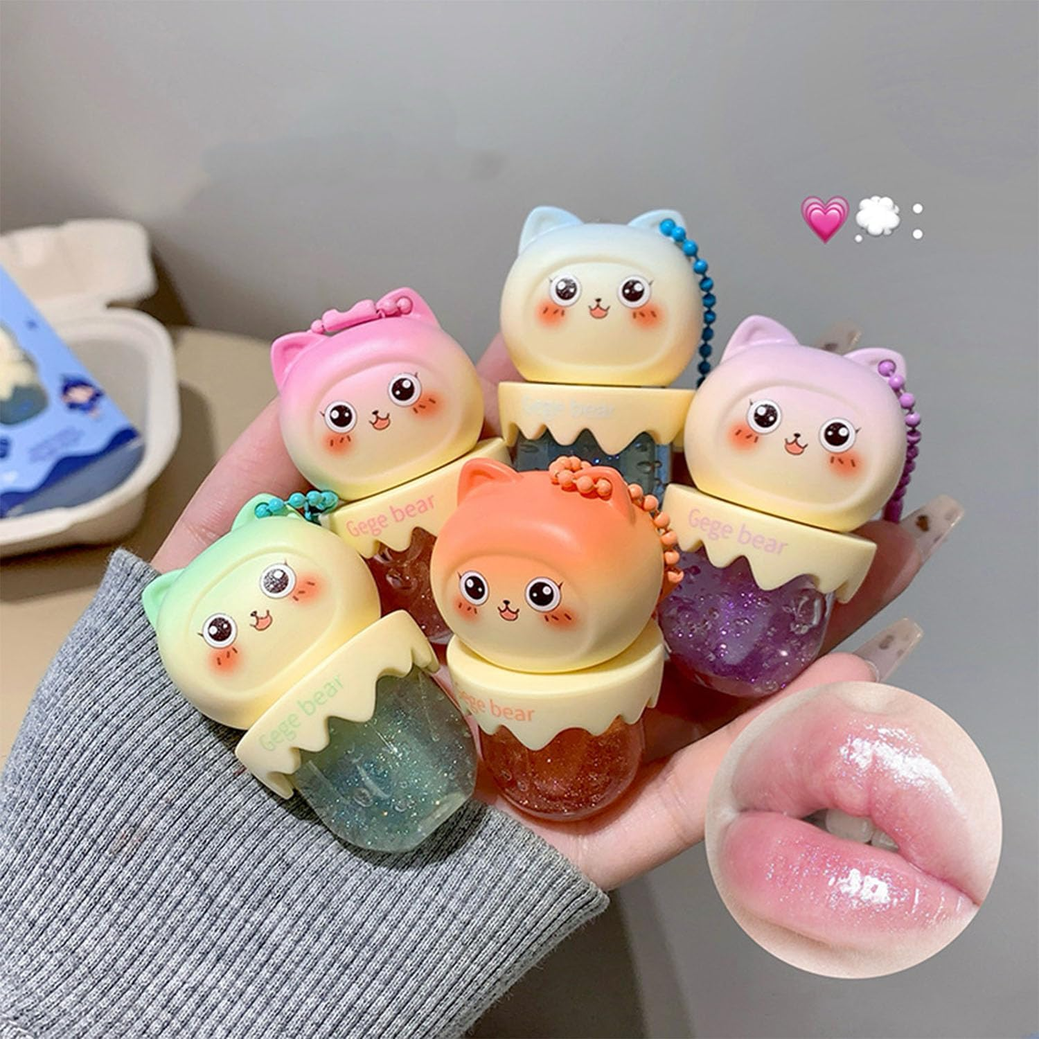 Baorder 4 Colours Shimmer Lip Gloss Set, Moisturising Lip Oil, Light, Sweet Lip Gloss, Fruit Flavoured, Moisturising Glass Lip Gloss Oil Set Makeup image number 3