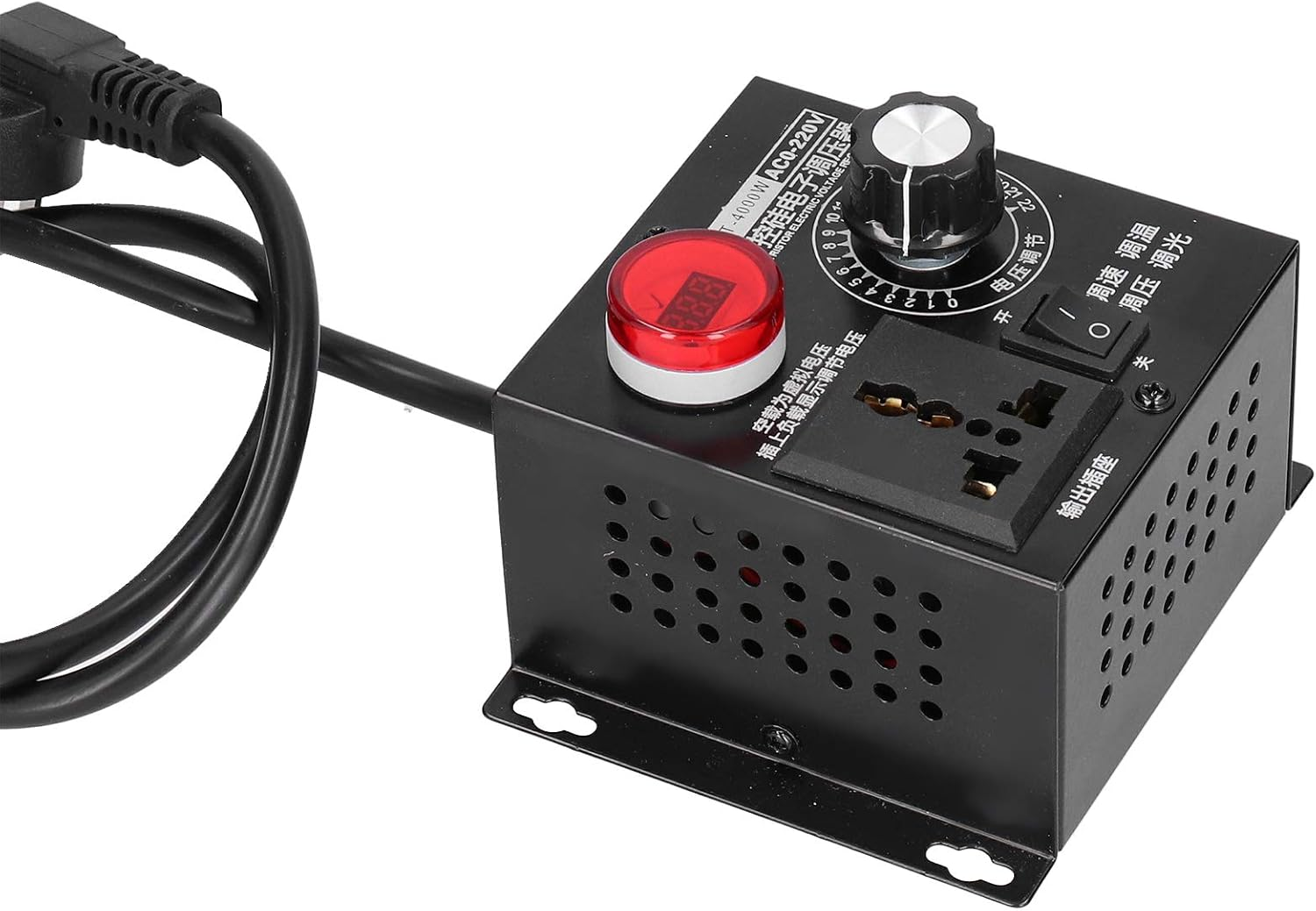 AC Voltage Regulator, SCR Voltage Dimmer, 4000W Anti-Surge AC110/220V Home Appliance Dimming Applications Speed ​​Regulation Factories (AU Plug)