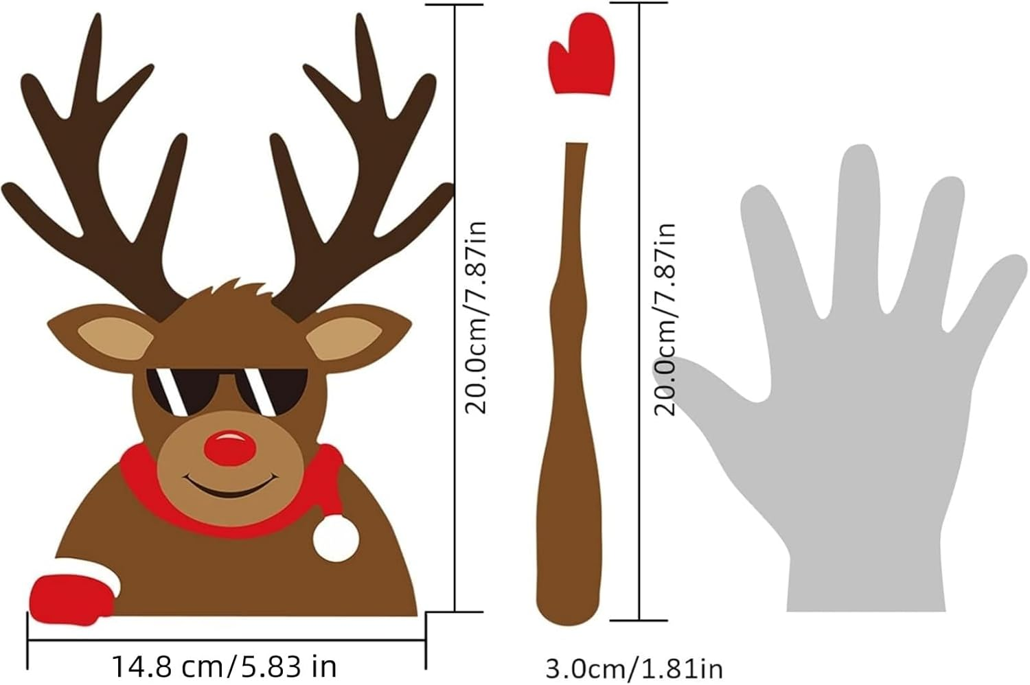 2 Pcs Christmas Reindeer Car Decoration Kit, Wiper Sticker and Auto Window Stickers for Styling, Holiday Car Window Accessories for Christmas Decor image number 5