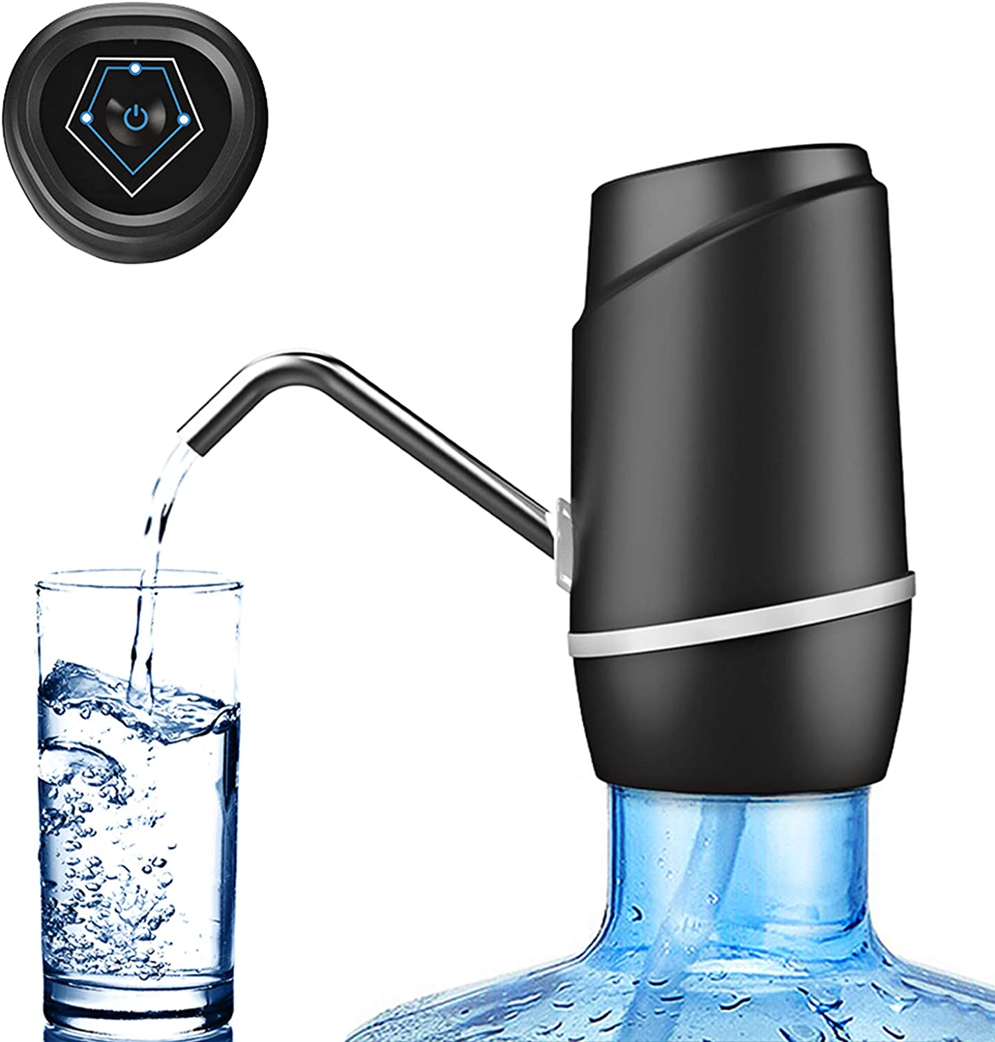 5 Gallon Electric Drinking Portable Water Dispenser, Universal USB Charging Water Bottle Pump for 2-5 Gallon with 2 Silicone image number 2