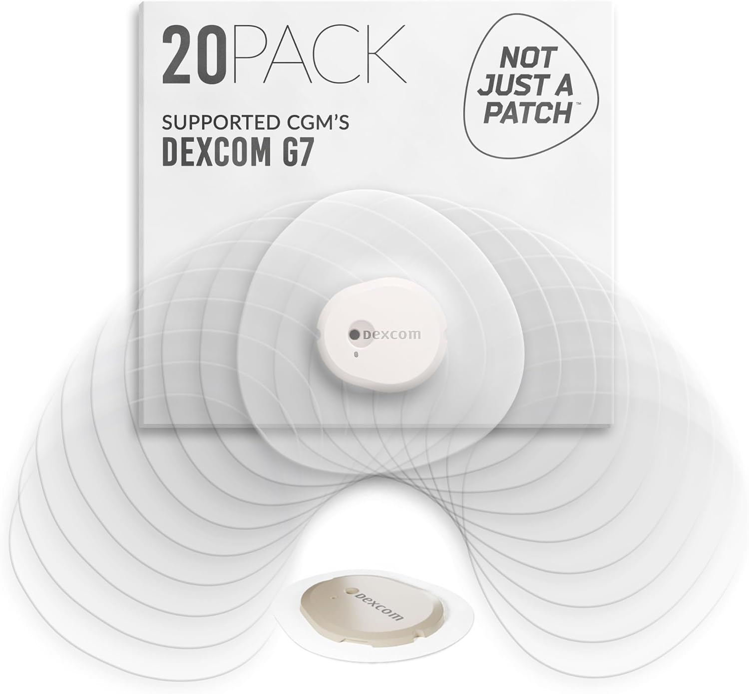 Not Just a Patch Dexcom G7 Adhesive Patches (20 Pack) &ndash; Stelo CGM Sensor Patches &ndash; Breathable & Sweatproof Design with Precision-Cut Hole for Ventilation, Secure Fit & Long-Lasting Hold &ndash; Clear Transparent image number 4