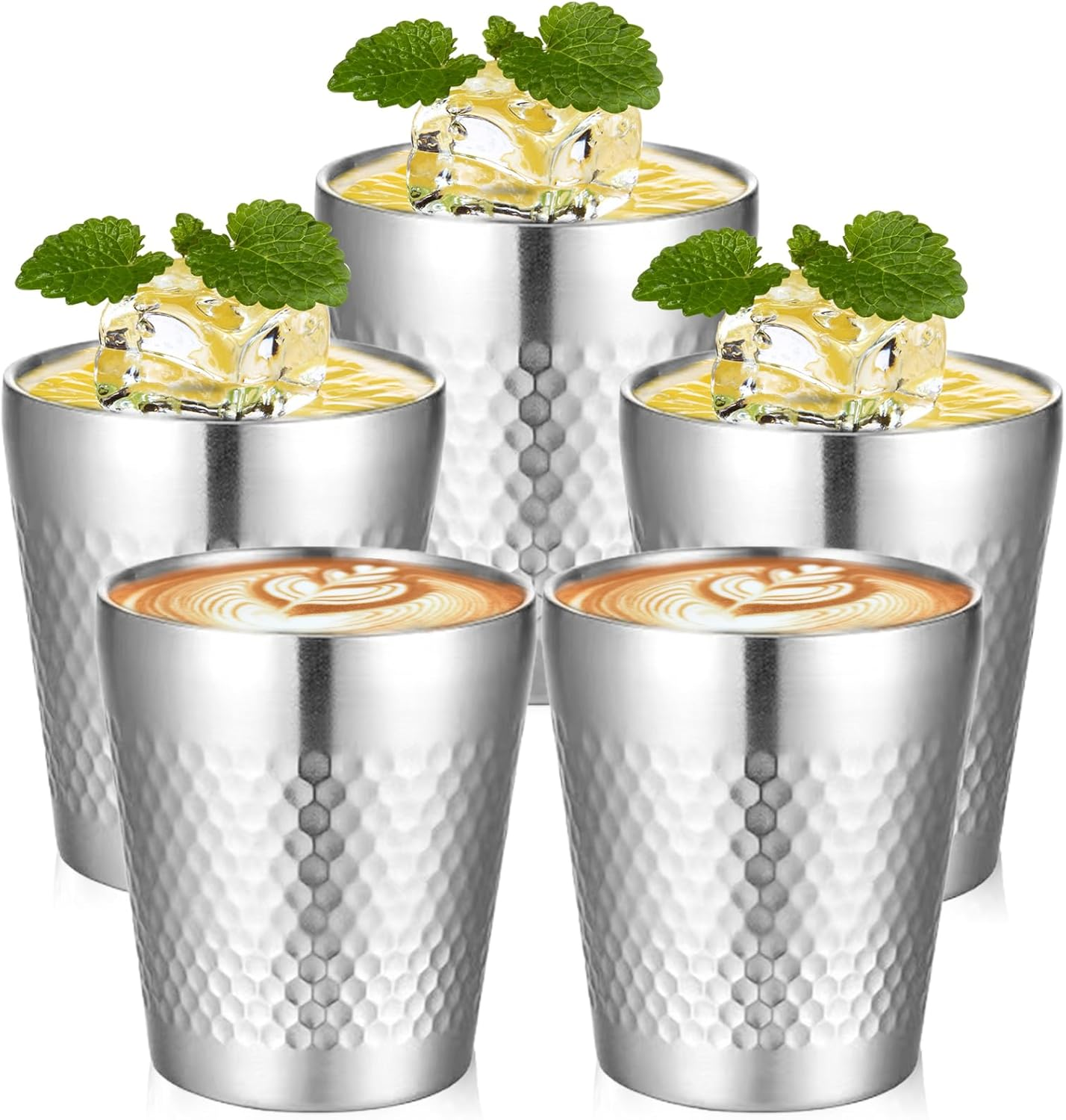 300 Ml Set of 5 Double-Walled Stainless Steel Cups, Stainless Steel Cup Made of 304, Camping Mug, Metal Cup for Camping, Picnic, Hiking image number 6