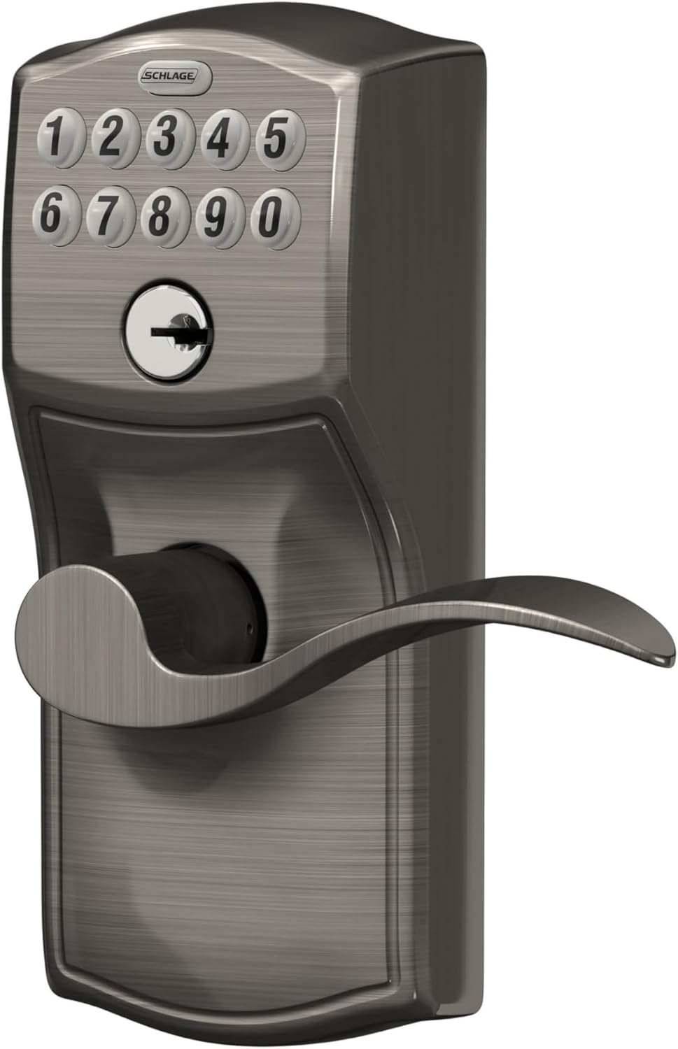 Schlage FE595 CAM 620 Acc Camelot Keypad Entry with Flex-Lock and Accent Levers, Antique Pewter image number 3
