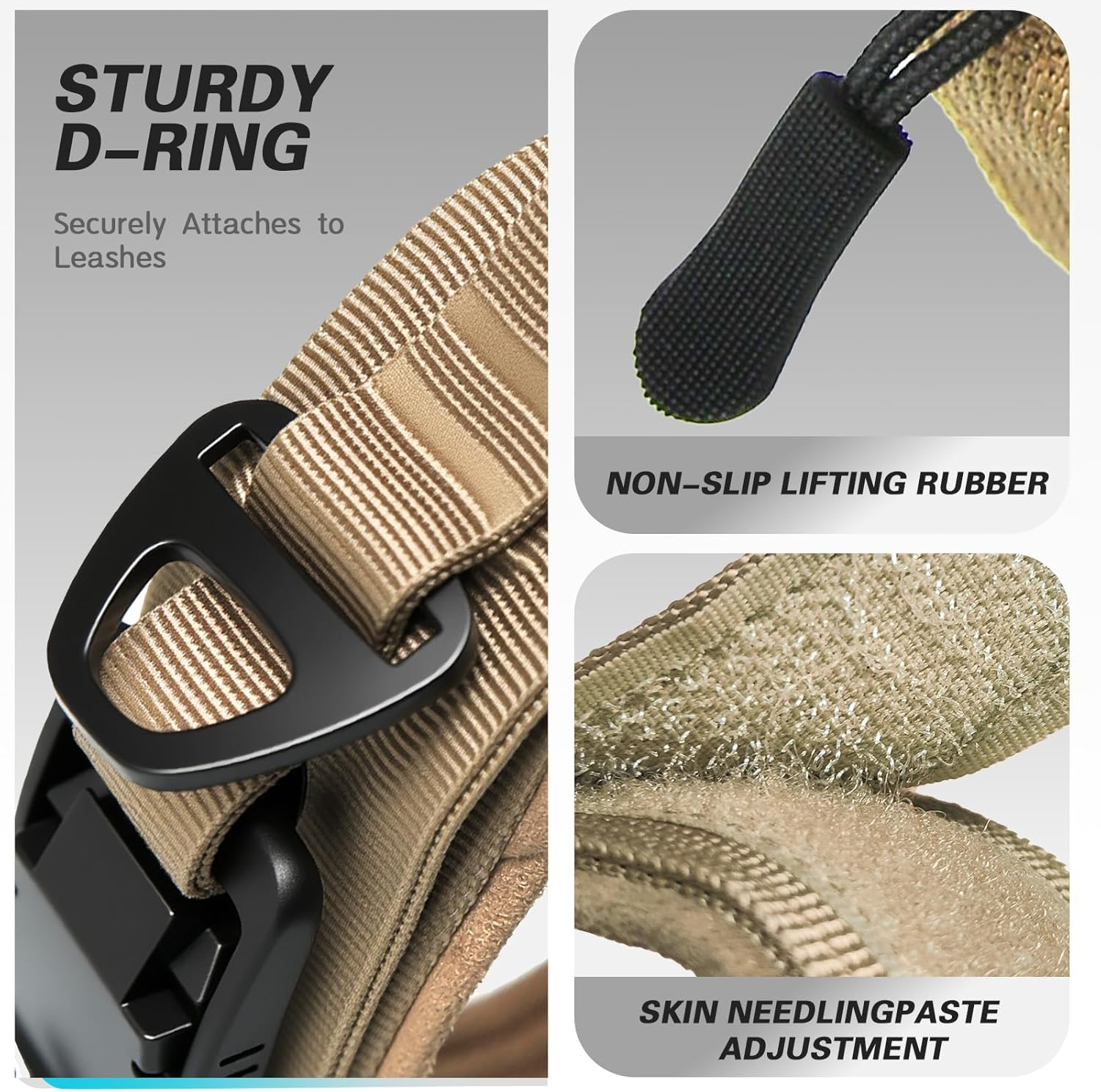 Nouri Tactical Dog Collar, Adjustable Military Training Nylon Collar with Breathable Soft Padded, Thick Pet Collar with Control Handle and Heavy Quick-Release Magnetic Metal Buckle for Dogs(L,44-52Cm) image number 2