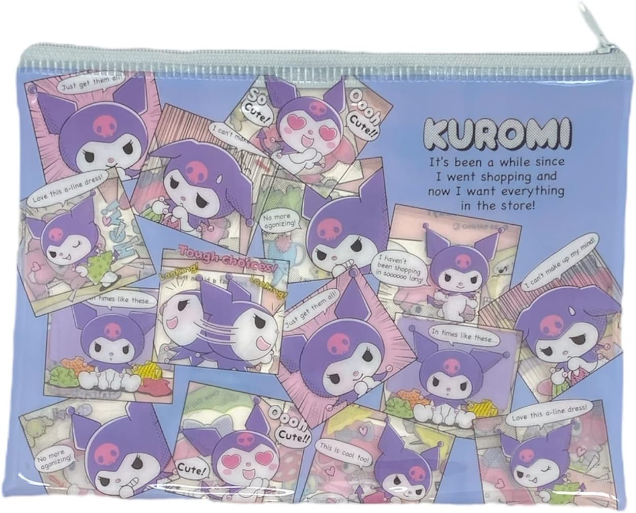 Friend Sanrio My Melody &times; Kuromi Accessories Cosmetic Flat Vinyl Pouch Zipper Case Bag 7.9 in (W) &times; 5.5 in (H) &times; 0.4 in (D) (Comics), Pink, Purple, Size: about 7.9 in (W) &times; 5.5 in (H) &times; 0.4 in (D), image number 4