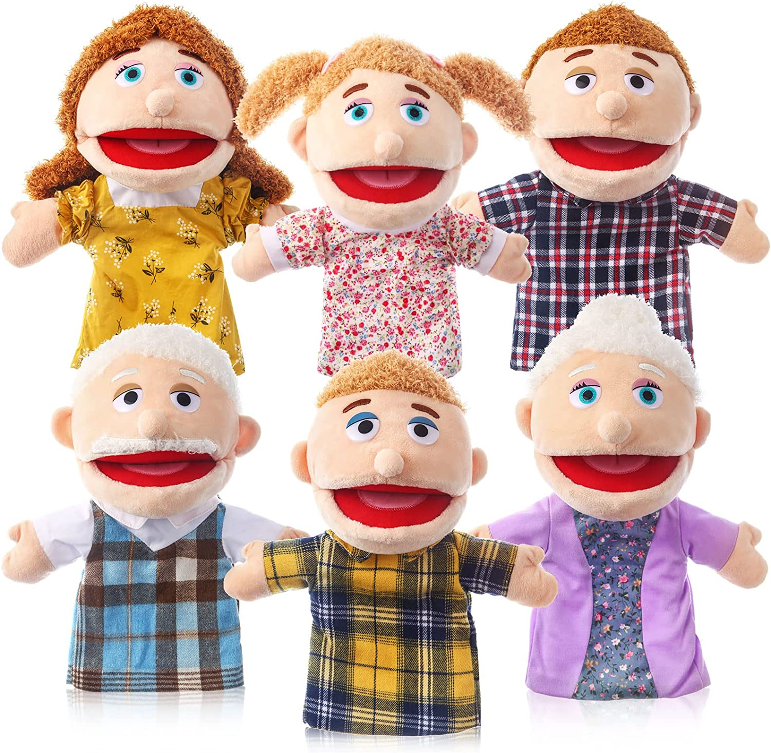 1 Pcs Family Hand Puppets 12 Inch Grandparents, Mom & Dad, Brother & Sister Plush Hand Puppet Toys Role-Play Toy Puppets for Kids Storytelling Imaginative Pretend Play Teaching Preschool(Brother)