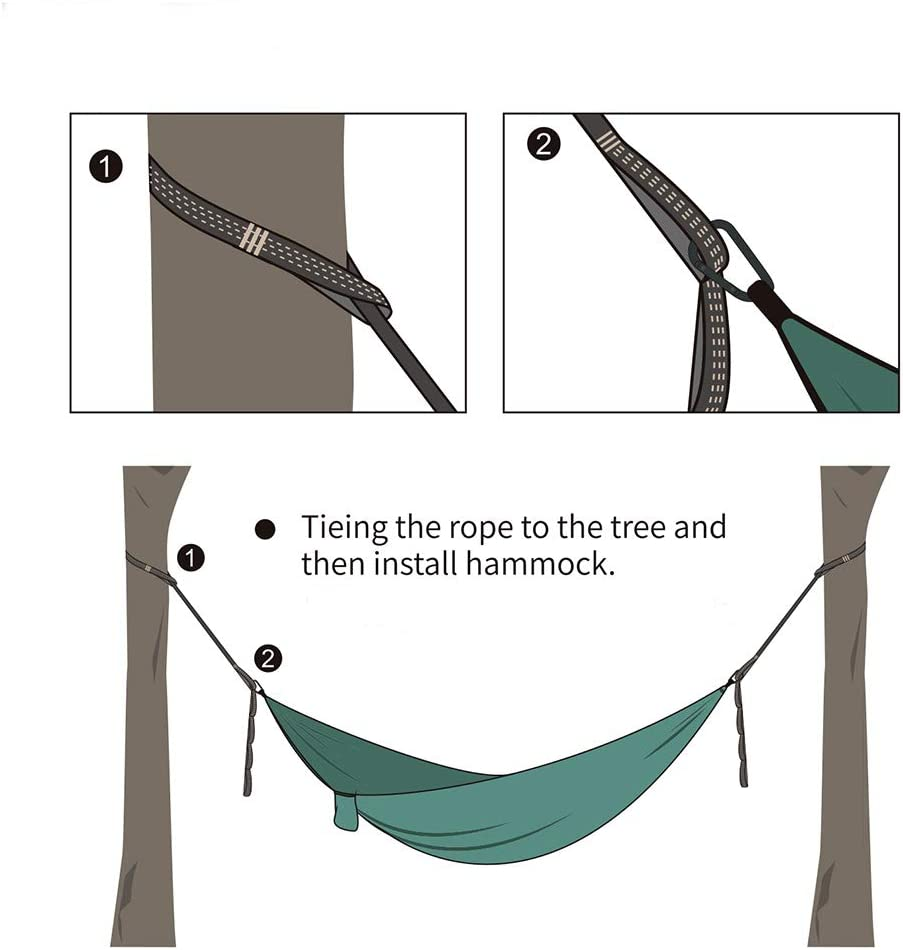 Hammock Strap High Strength Nylon Rope 2.8M*2PCS with 2PCS Strong Carabiners Adjustment Reinforced Yoga Belt Tree Rope image number 4