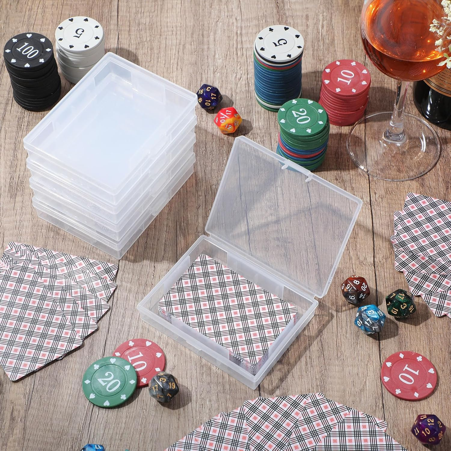 Skylety 12 Pcs Clear Playing Card Deck Cases Plastic Empty Playing Card Box Holder Storage Case Organizer Snap Closed, Suitable for 3.7X2.7 Inch Game Card (No Cards) image number 2
