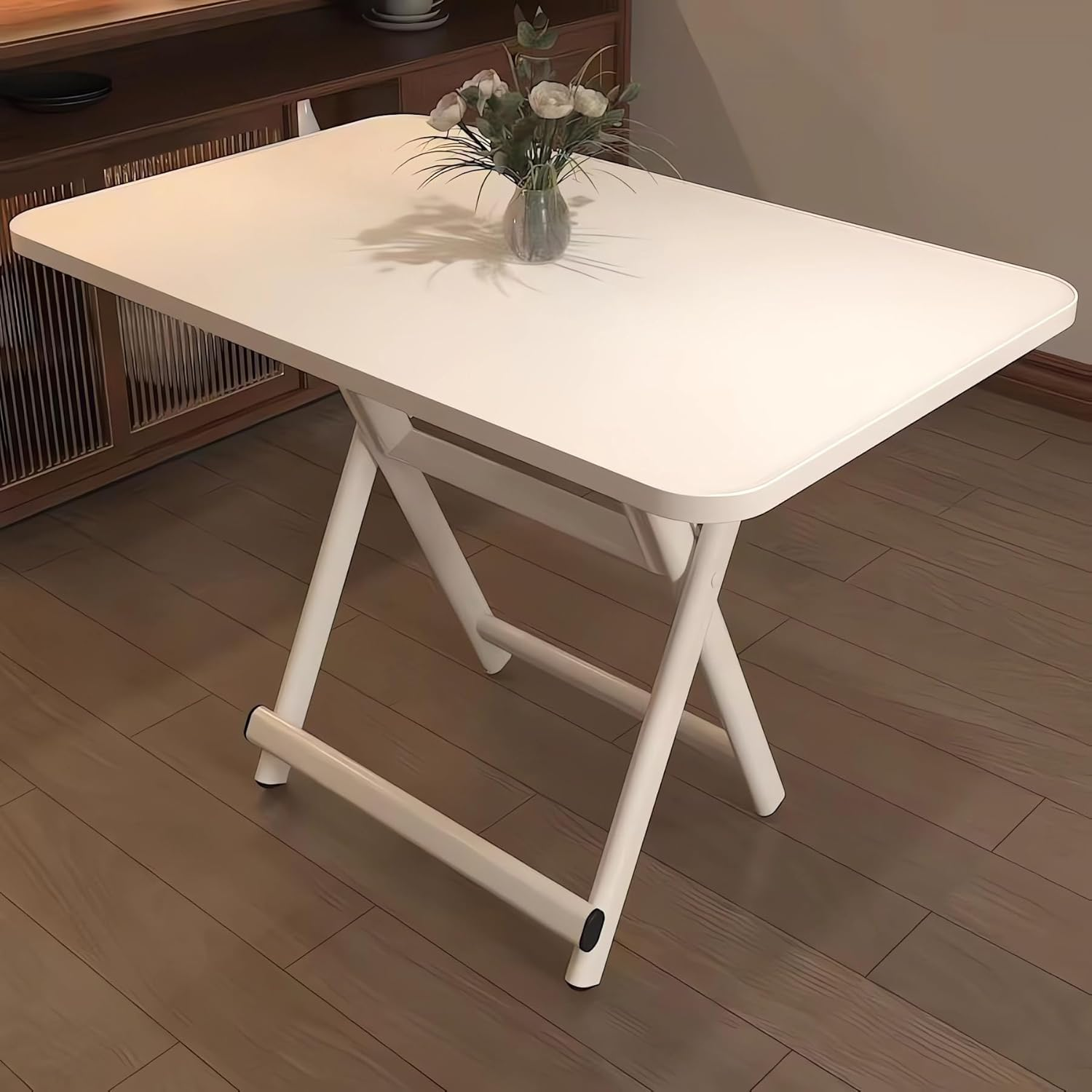 Folding Study Desk, Wood Laptop Desks, Student Dormitory Computer Desk, Home Office Workstation A199 (White, 80X50CM)