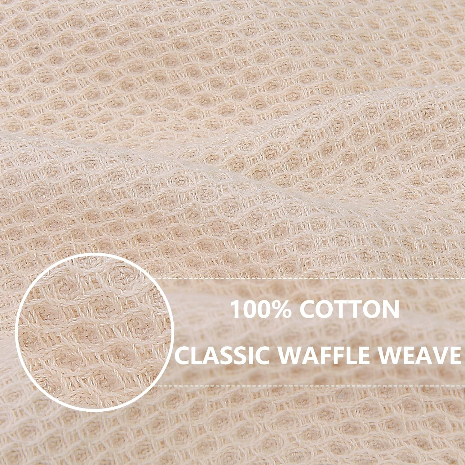 Homaxy 100% Cotton Waffle Weave Kitchen Dish Cloths, Ultra Soft Absorbent Quick Drying Dish Towels, 12X12 Inches, 6-Pack, Beige image number 4