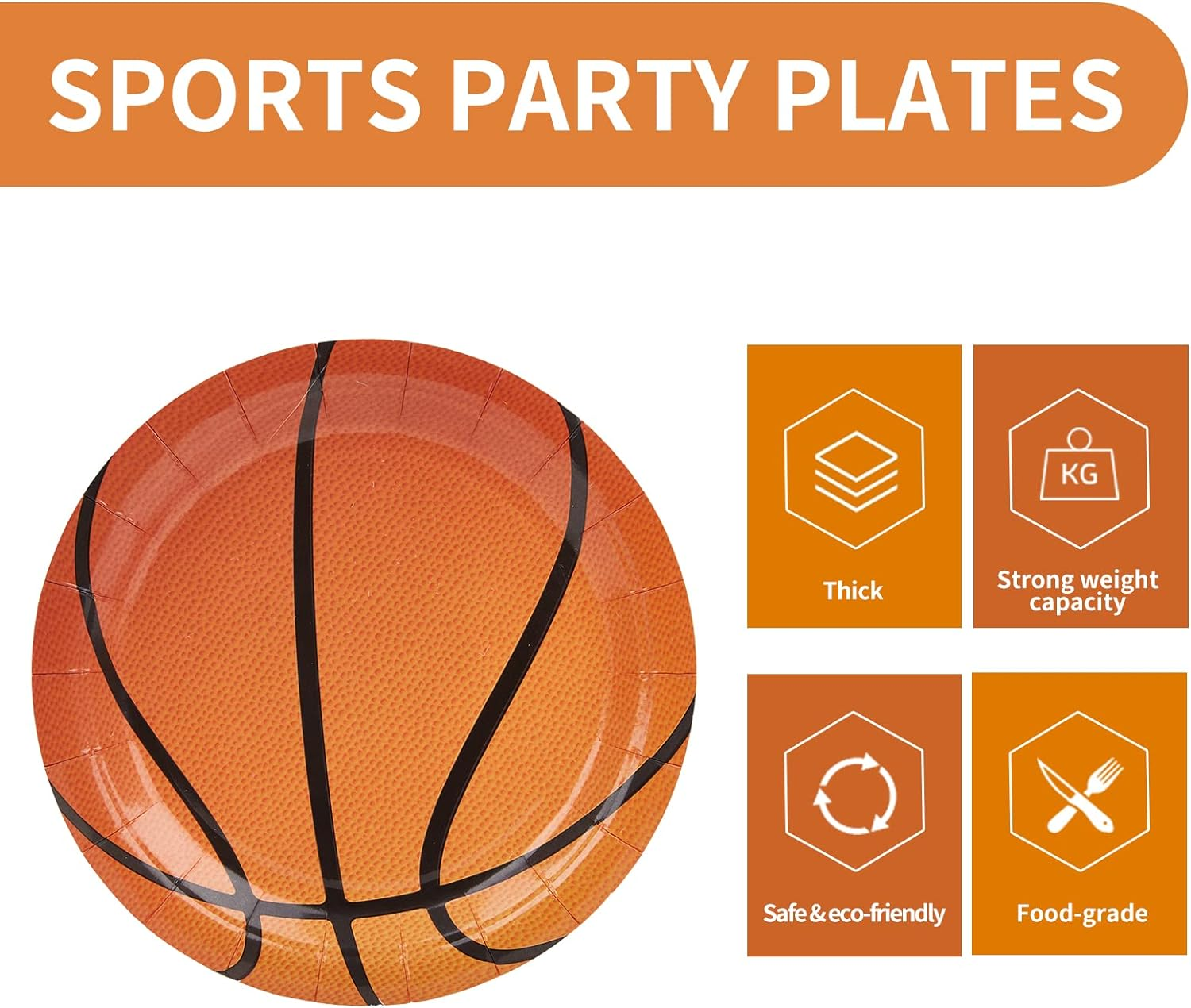 80 Pieces Basketball Birthday Cake Plates - 7 Inch Basketball Party Paper Plates Party Supplies - Baby Shower Decorations &ndash; Sports-Themed Party Tableware image number 3