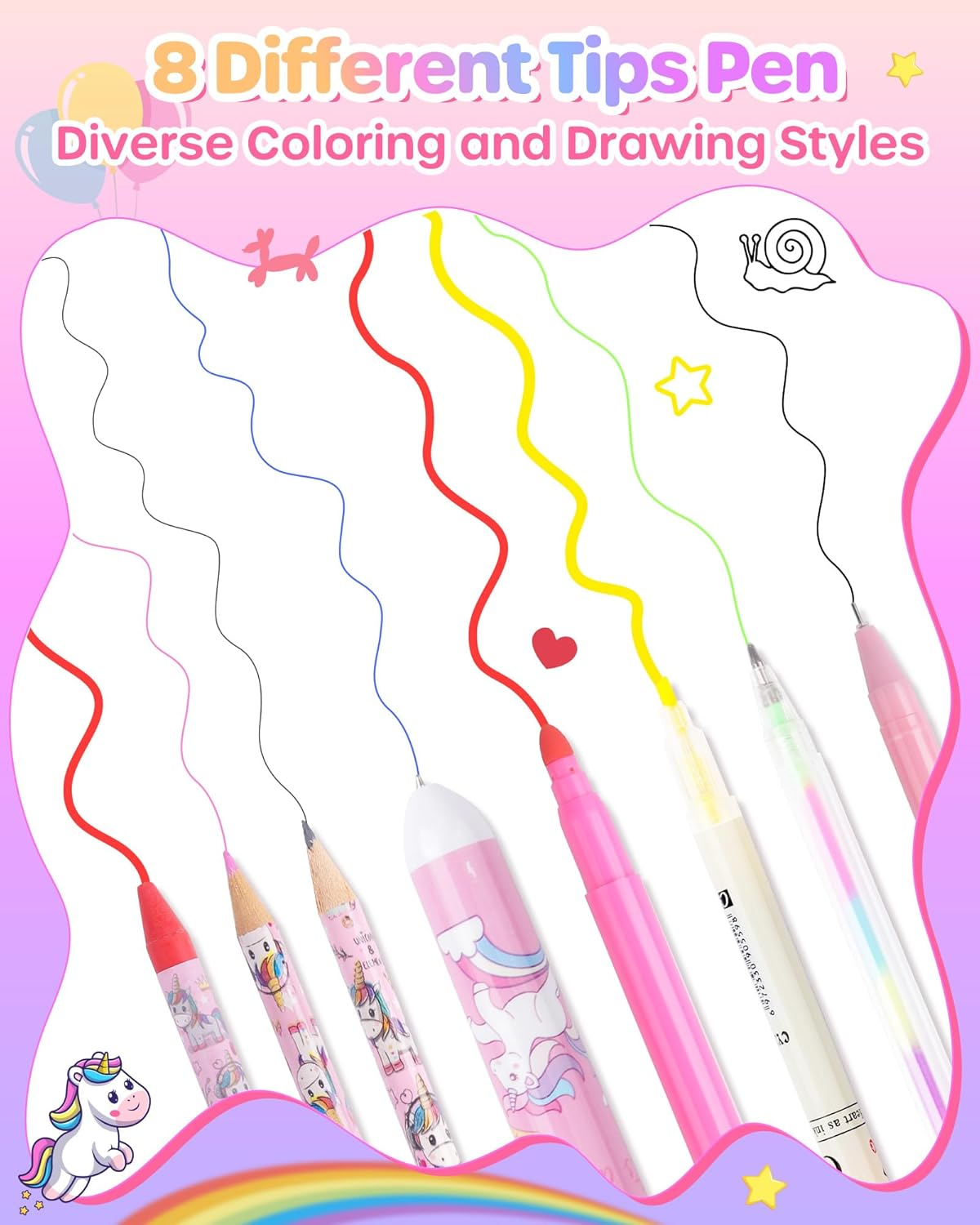 D-Fantix Unicorn Art Supplies Convertible Bag for Girls, 63Pcs Coloring Drawing Set for Kids with Fruit Scented Markers, Portable Travel Activity Kit, Birthday 4 5 6 7 8-12 Year Old Girls image number 3