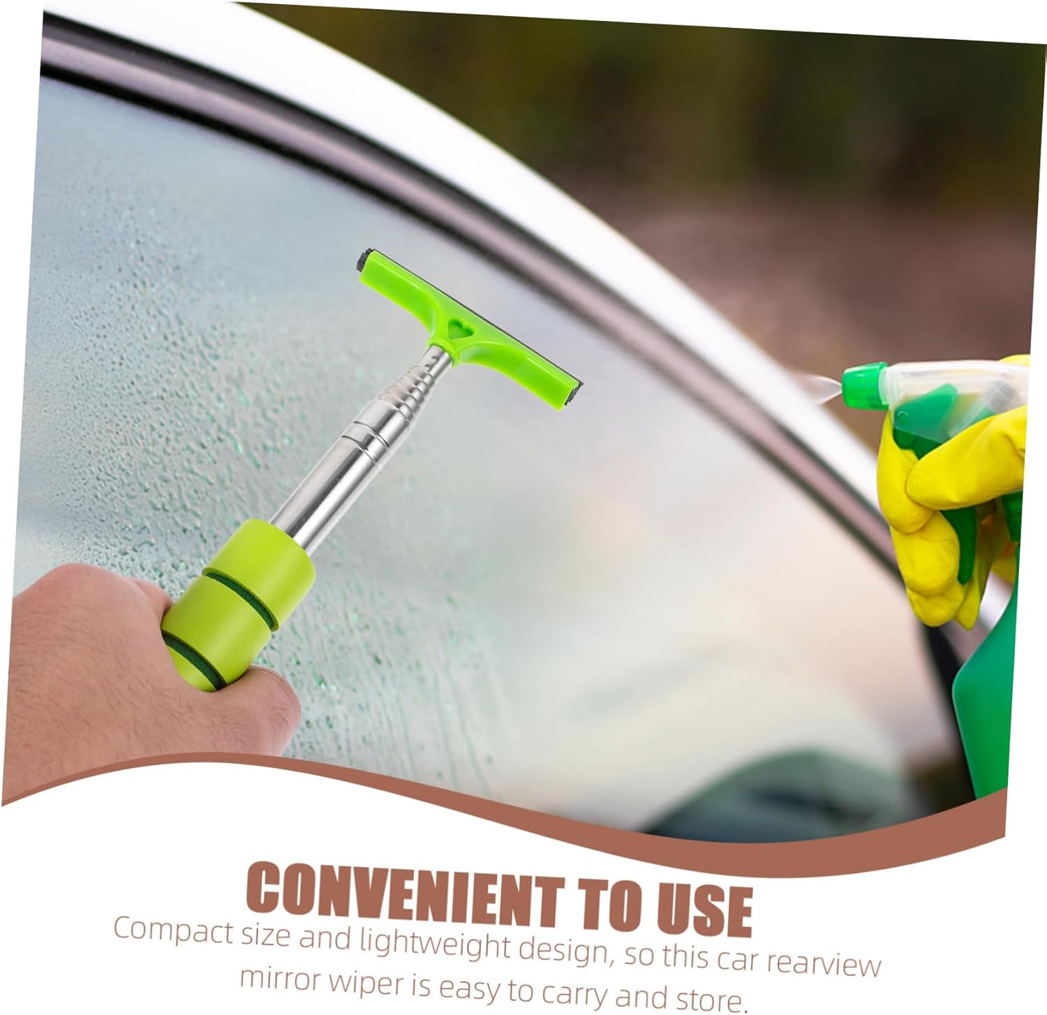 BESTOYARD Car Mirror Squeegee 3Pcs Retractable Mini Windshield Cleaner Tool Set for Automotive Glass Cleaning and Rearview Mirror Care, Portable Door and Window Wiper Kit image number 1