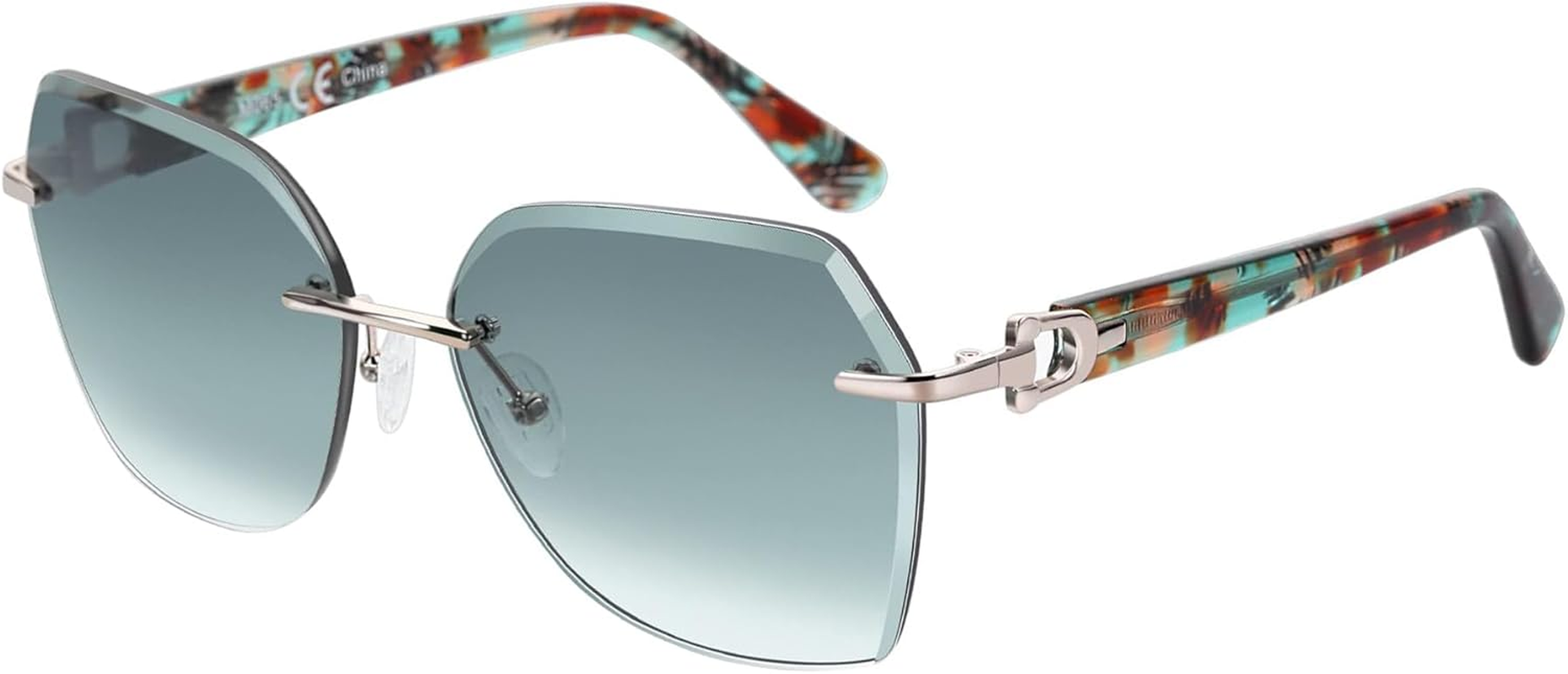 ZENOTTIC Oversized Rimless Sunglasses for Women Geometric Diamond Cutting Gradient Lens UV Protection Fashion Shades Trendy