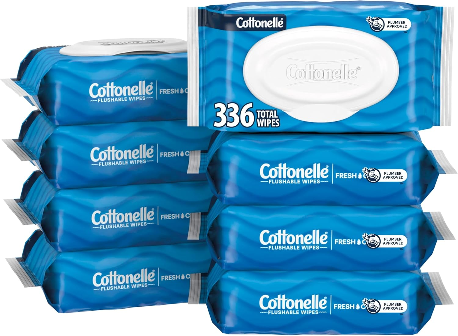 Cottonelle Freshcare Flushable Wet Wipes for Adults, Alcohol Free, 336 Wipes per Pack (Eight 42-Count Flip-Top Packs) image number 4