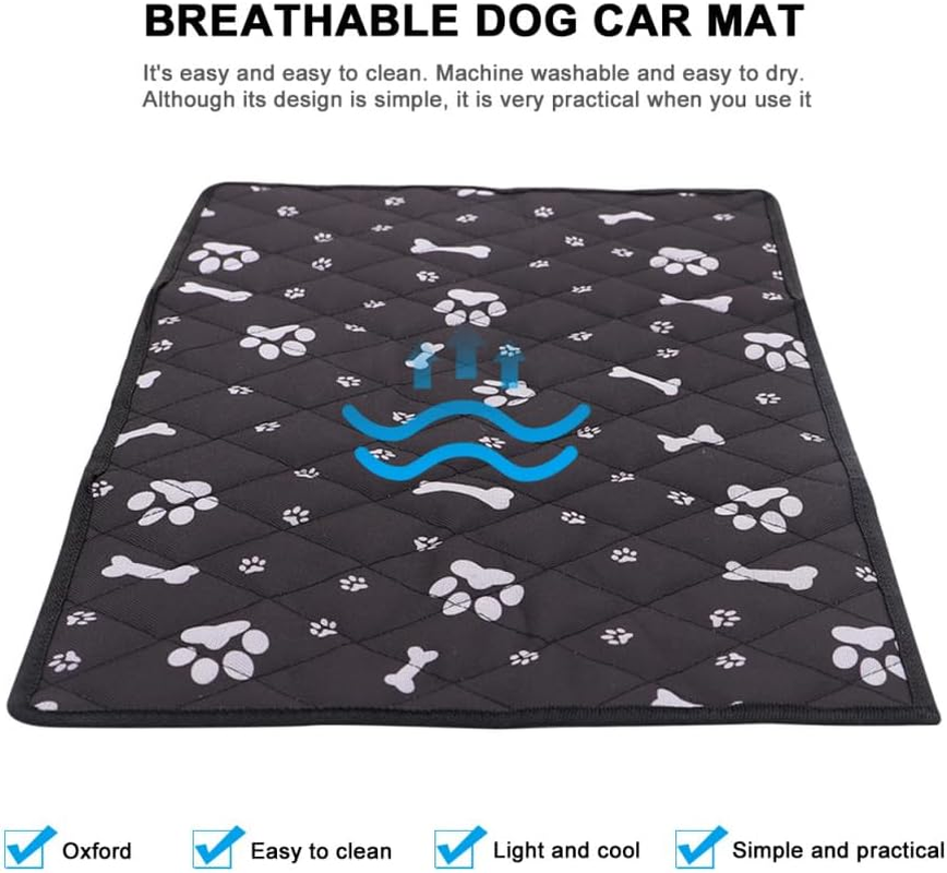 Ifundom Durable Breathable Dog Car Mat Practical Pet Automobile Pad Fits Cars Easy to Clean Non Slip Design Black with Bone Prints - Grey image number 6