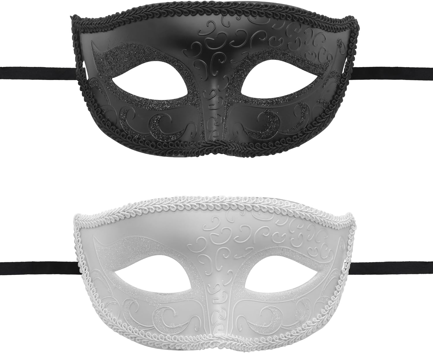 2 Pack Masquerade Mask for Men and Women, Venetian Masquerade Mask Couples Set, Party Masks for Adults Masquerade Black & White image number 3