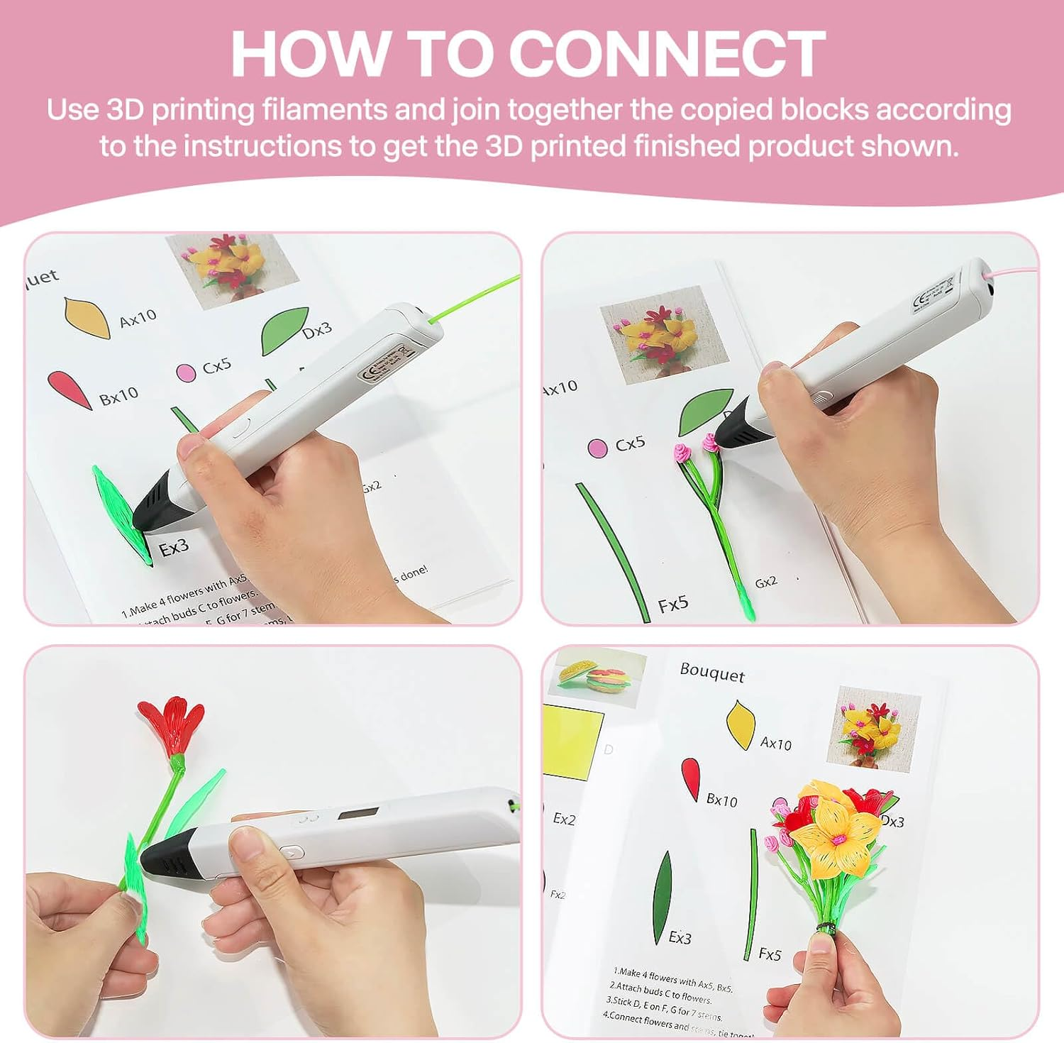 3D Pen Printing Drawing Book, Reusable Colorful Thick Paper Template with a Temperature Resistant Transparent Board, 40 Original Patterns Painting Graffiti Copy Book for Kids DIY Gift image number 1