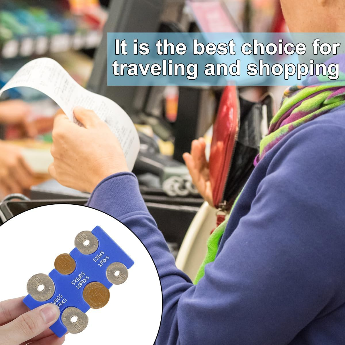 4Pcs Japanese Yen Coin Holder, Portable Yen Coin Case with 6 Slots, Space Saving Yen Coin Organizer and Storage for Coins,Reusable Yen Coin Dispenser for Shopping Travel Women Men image number 1