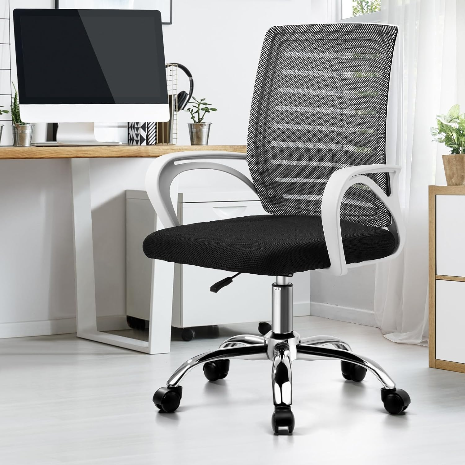 Oikiture Office Chair Ergonomic Mesh Executive Seat Gaming Racing Computer Desk Chair &ndash; White Black image number 6